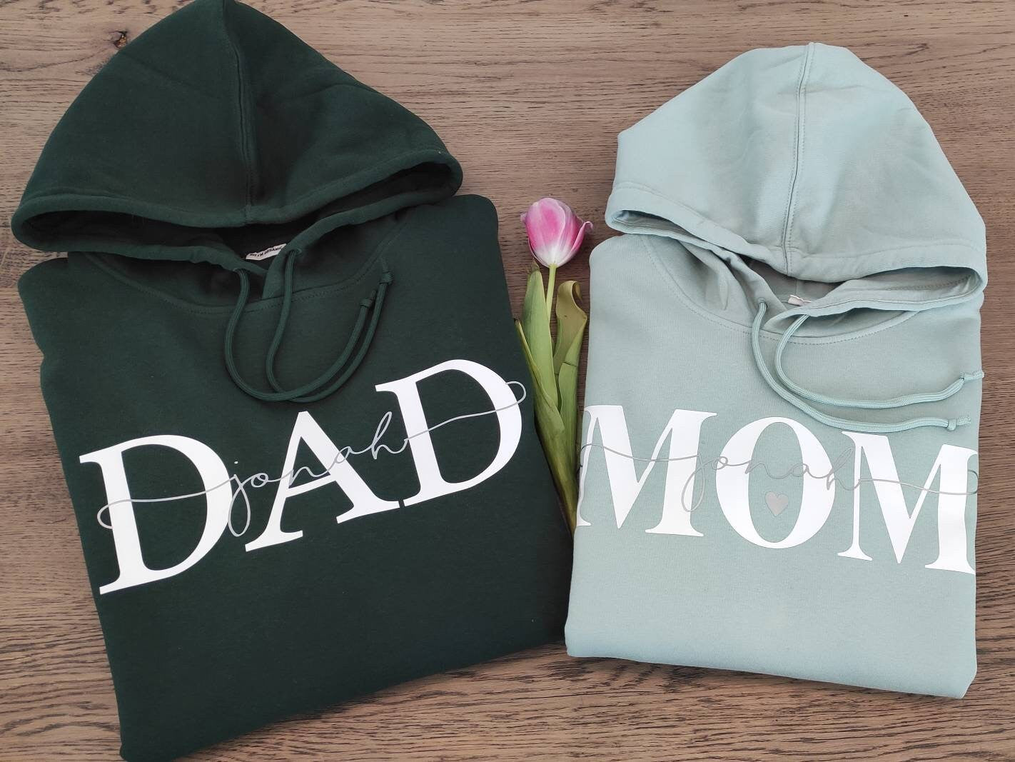 Hoodie MOM/MAMA personalisiert Namen Kinder Pullover gold silber Leo rosegold Geschenk