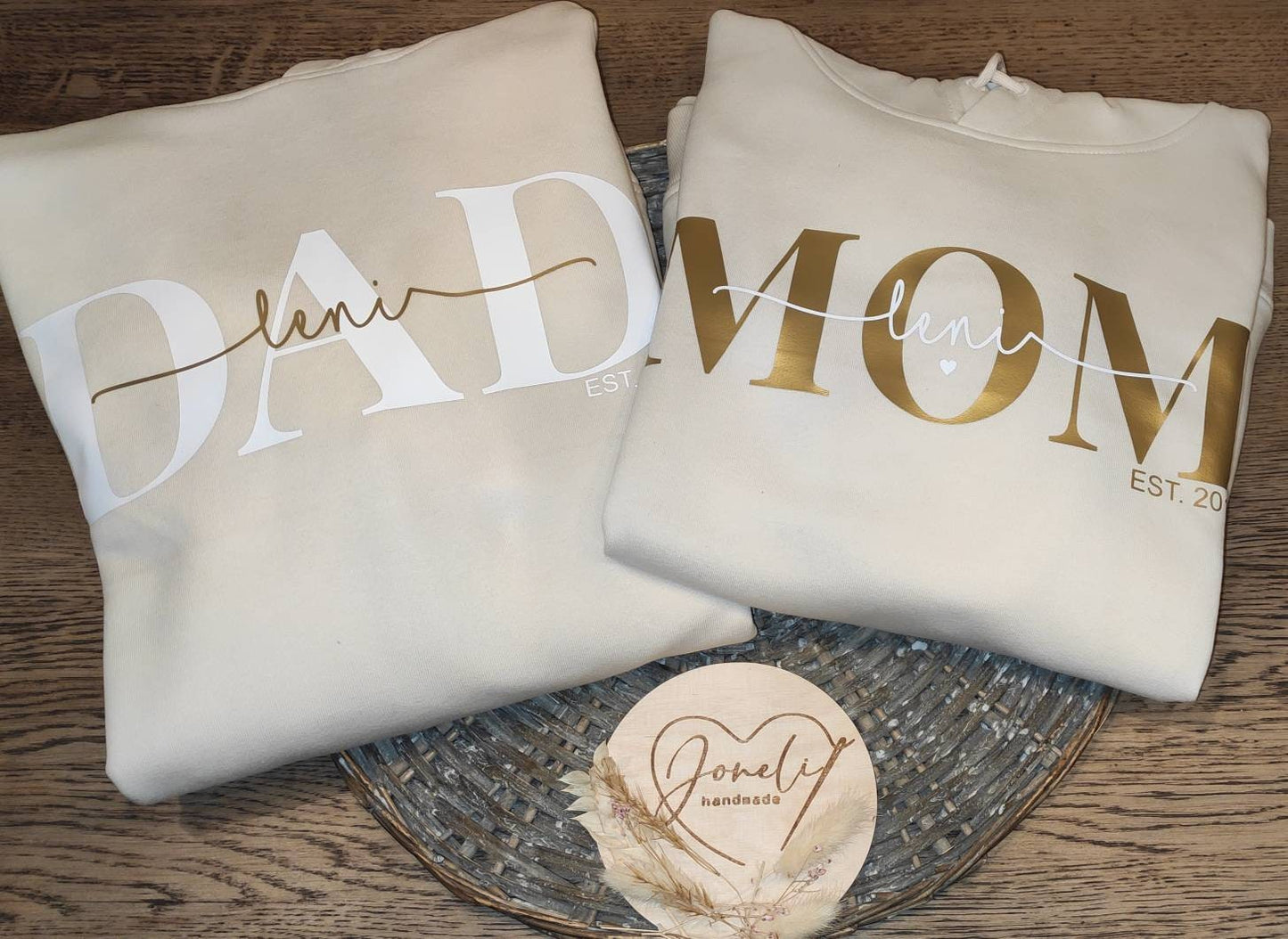 Hoodie MOM/MAMA personalisiert Namen Kinder Pullover gold silber Leo rosegold Geschenk