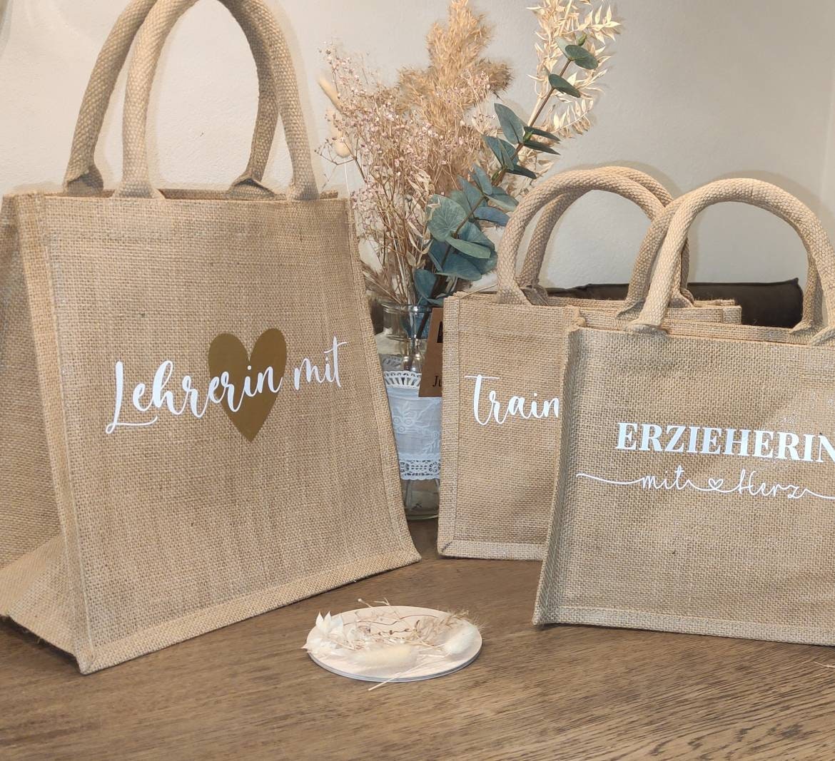Einkaufskorb / Lehrerin mit Herz untersch. Designs, Abschiedsgeschenk, Dankeschön / verschiedene Taschenmodelle