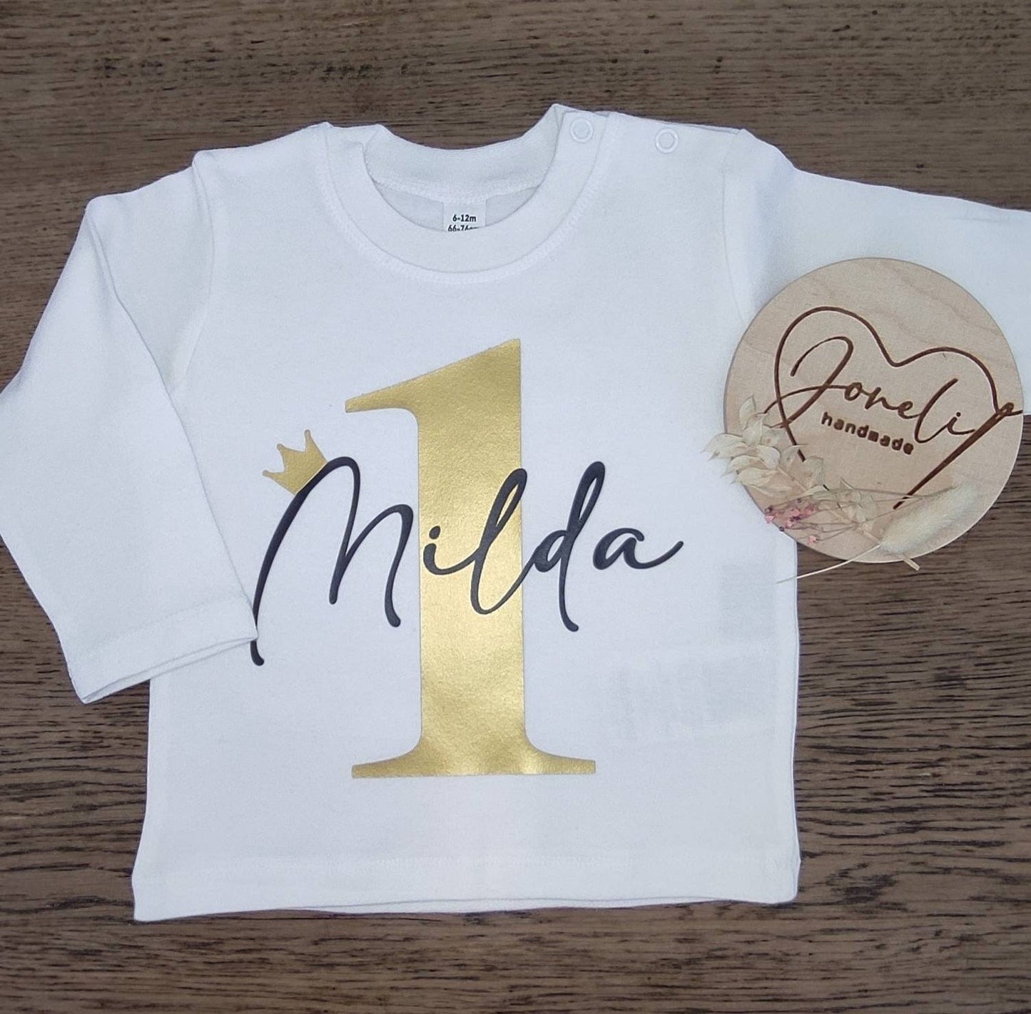 Geburtstags Shirt langarm für Mädchen mit individuellem Aufdruck in Gold, Silber oder Rosegold