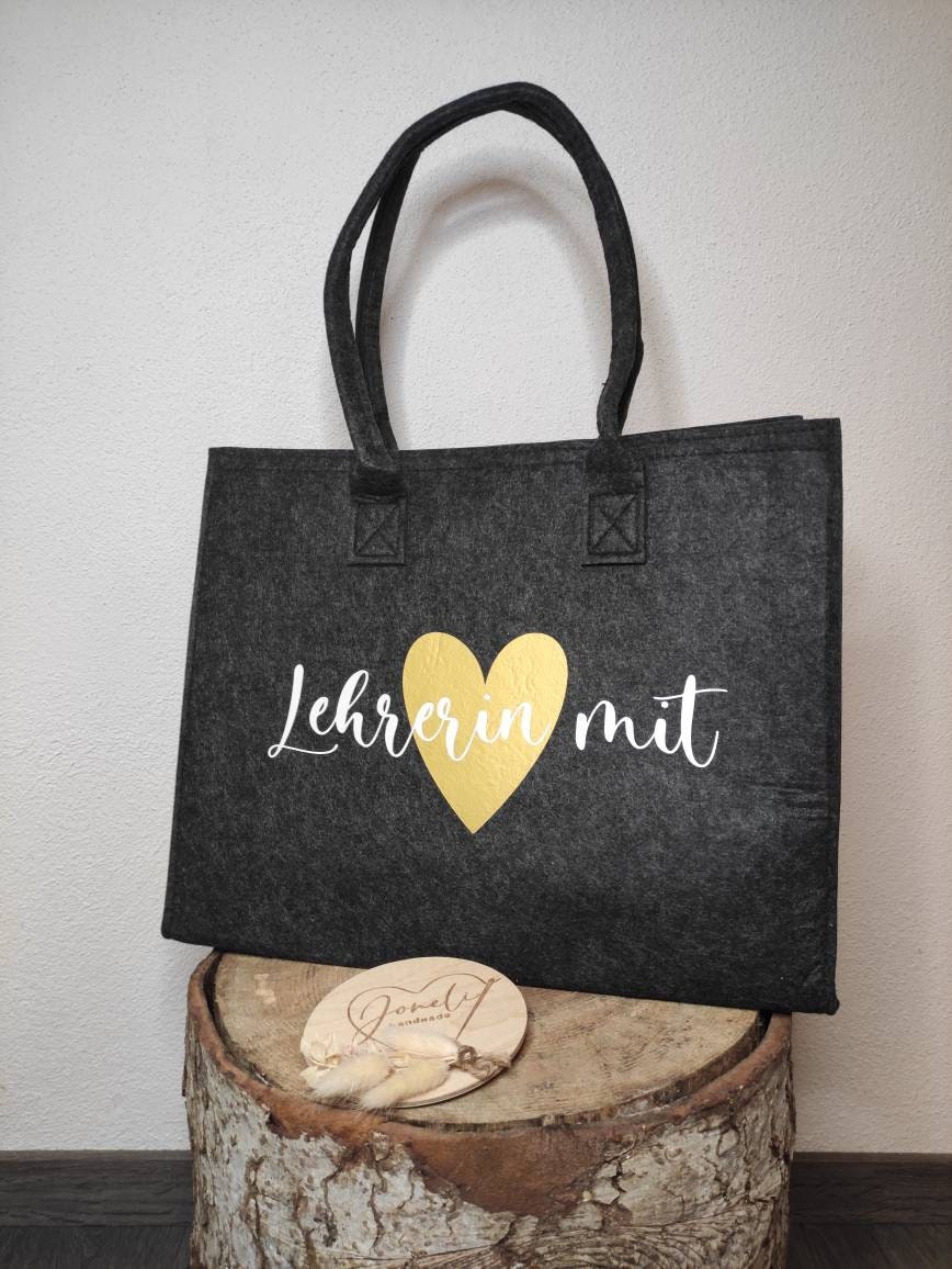 Einkaufskorb / Lehrerin mit Herz untersch. Designs, Abschiedsgeschenk, Dankeschön / verschiedene Taschenmodelle