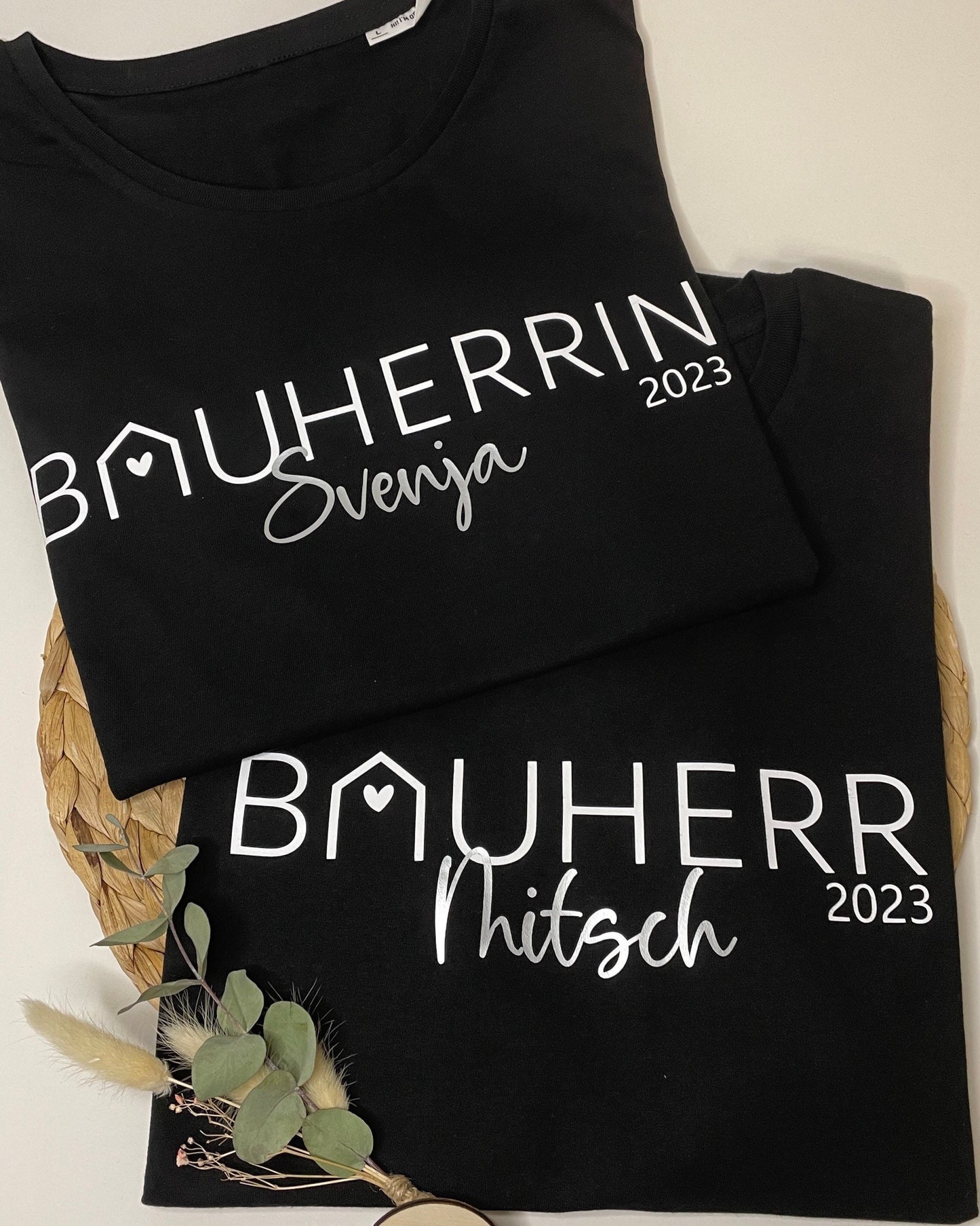 BAUHERR / BAUHERRIN personalisiertes T-Shirt / Geschenk für Bauherren