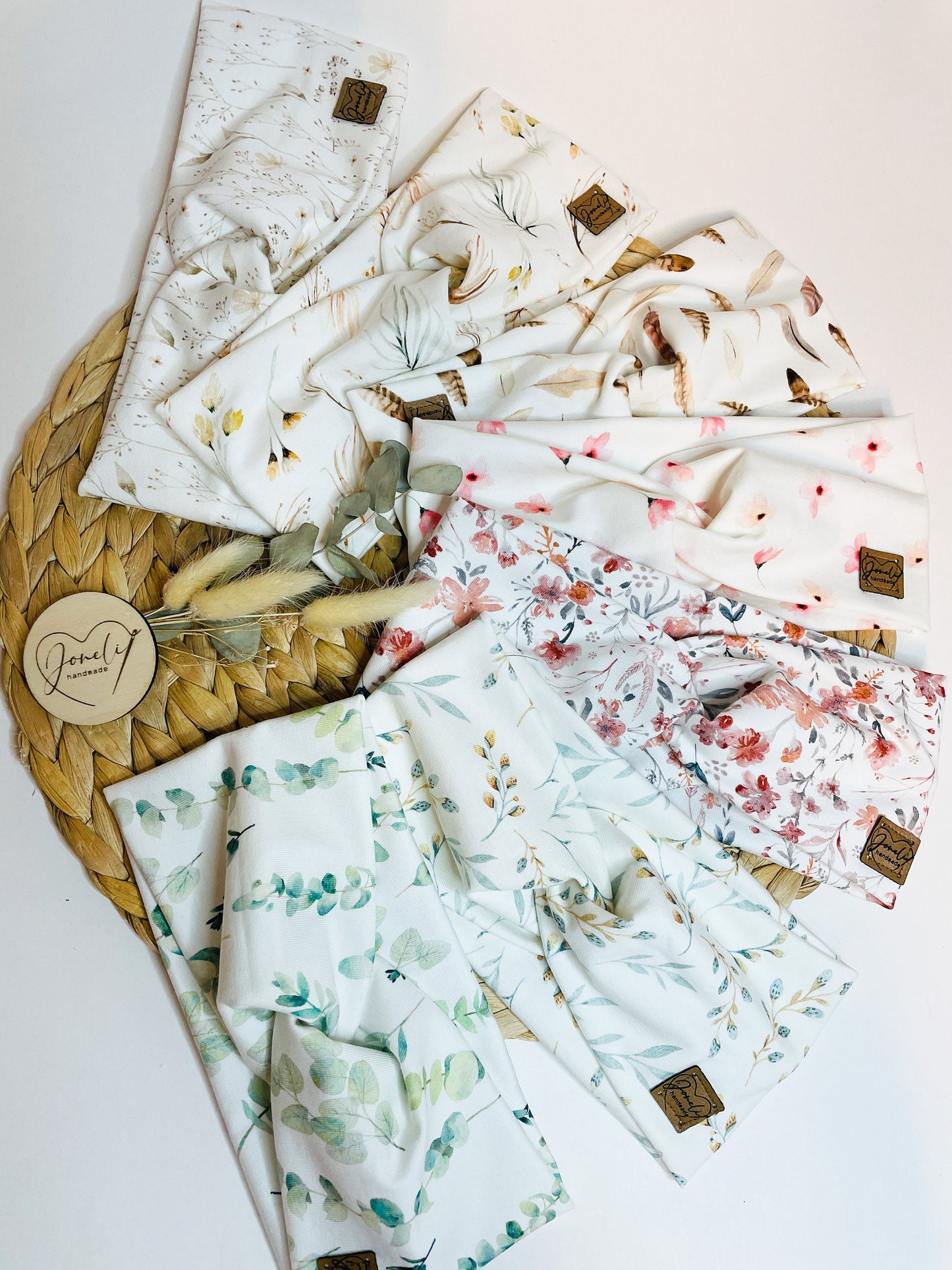 Jersey Stirnband mit Knotendetail für Kinder und Frauen, in tollen Frühlingsmustern und Farben