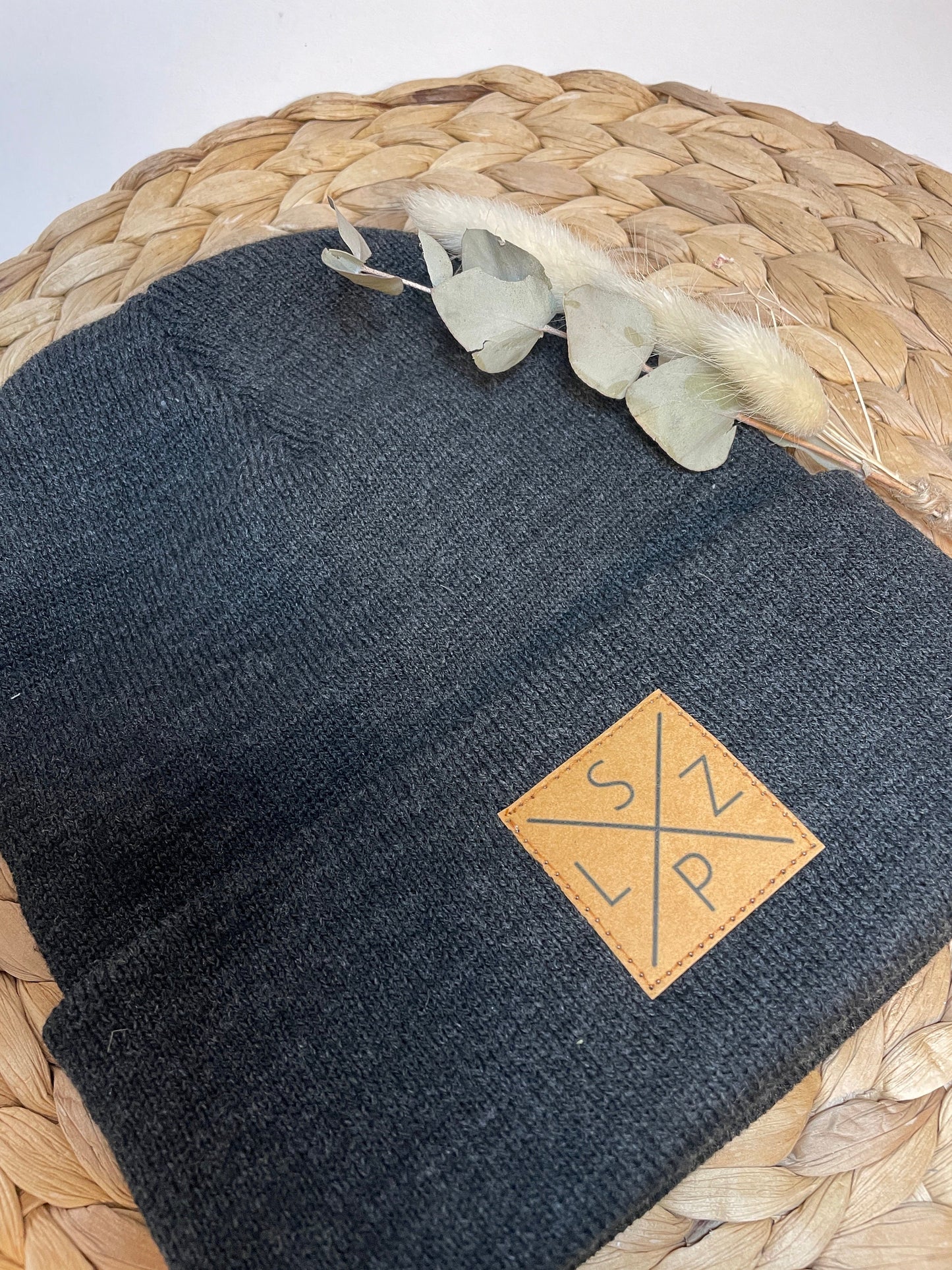 Familienset Monogramm Beanie/Wintermütze personalisiert mit den Anfangsbuchstaben
