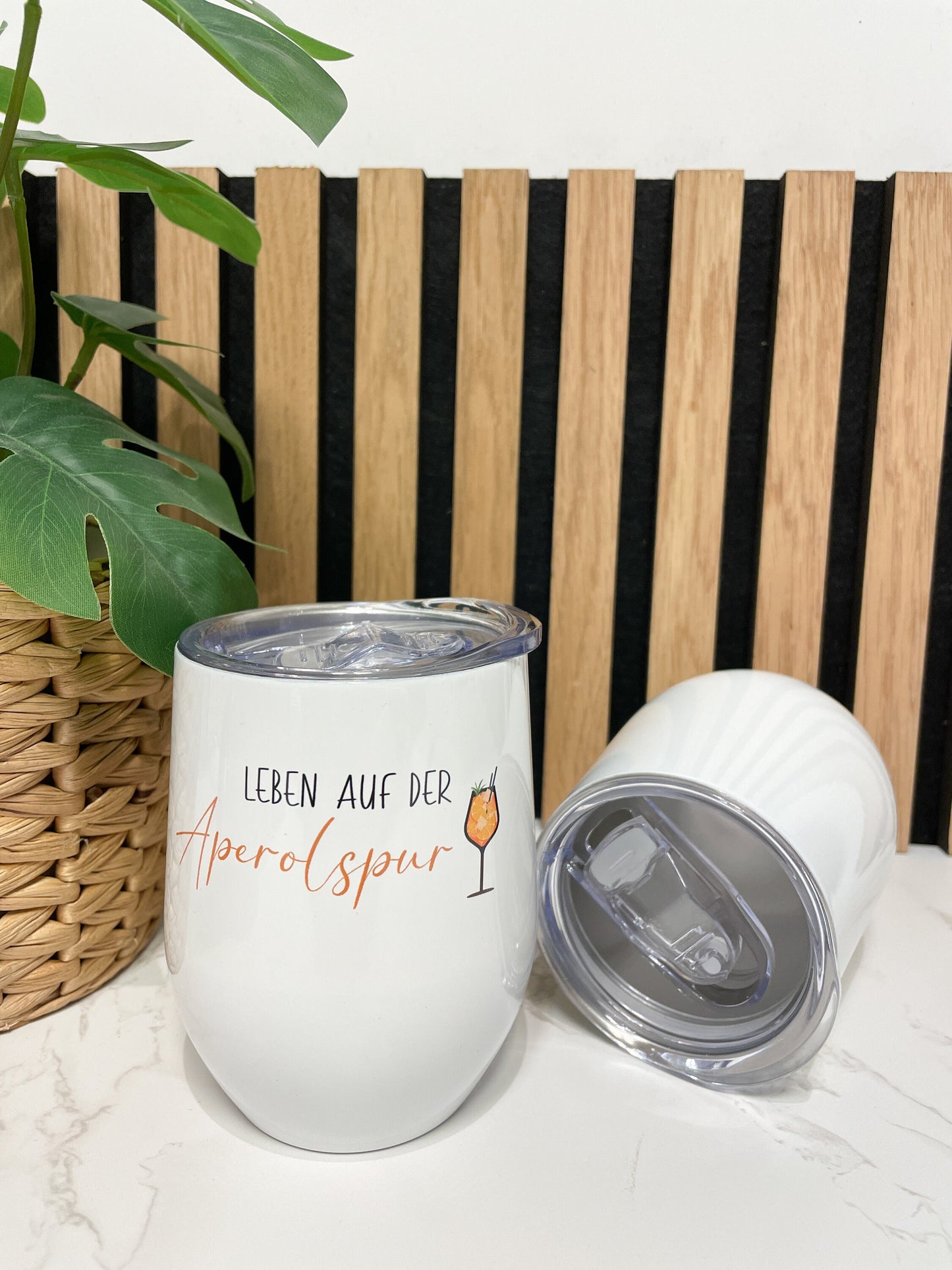 Premium Thermosbecher leben auf der aperolspur, Partypeace für JGA, Festival, Fasnet, kann personalisiert werden