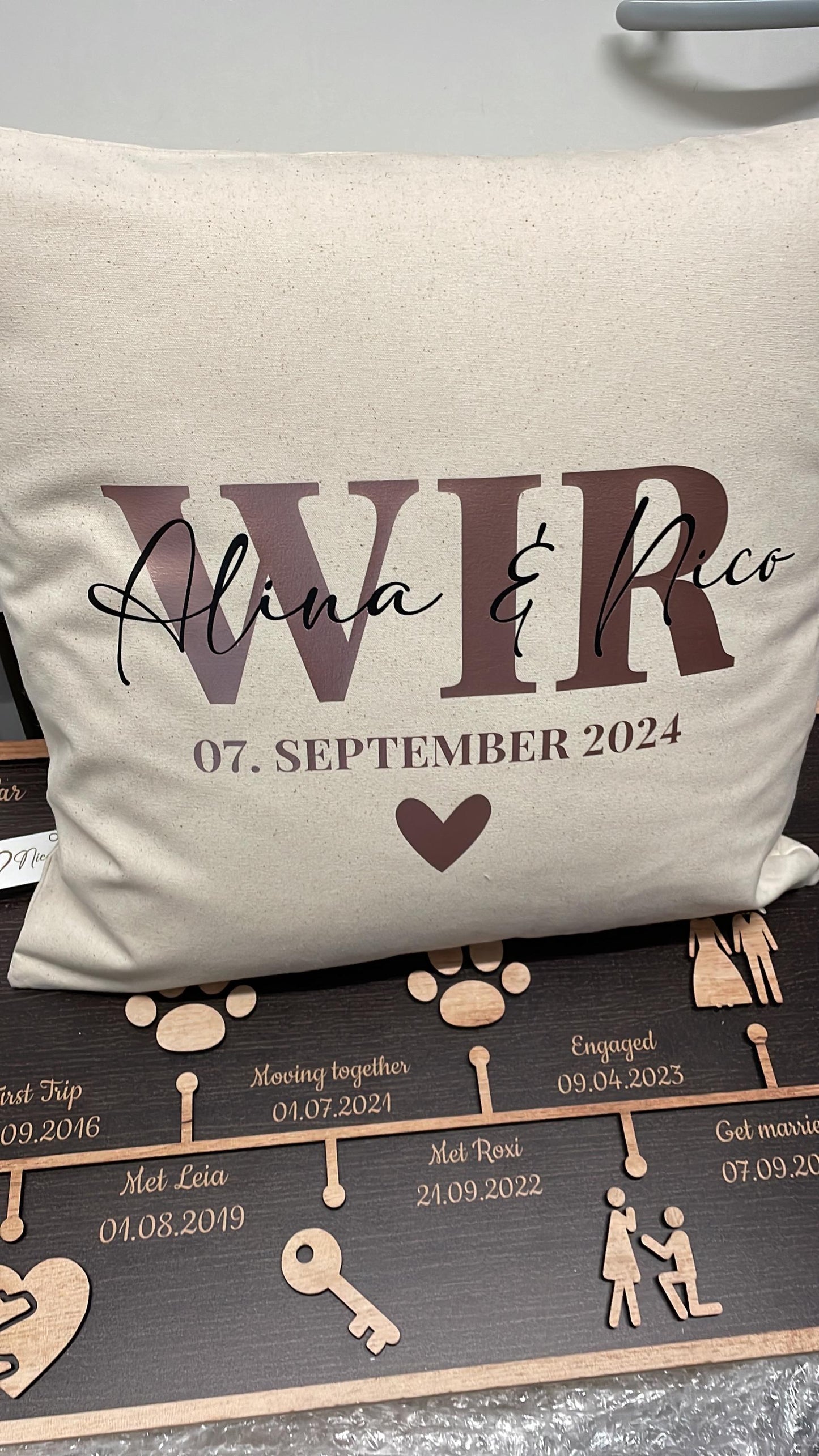 WIR, Kissenbezug zur Hochzeit , Ehepaar, Hochzeitstag, personalisiert mit den Namen und dem Hochzeitsdatum