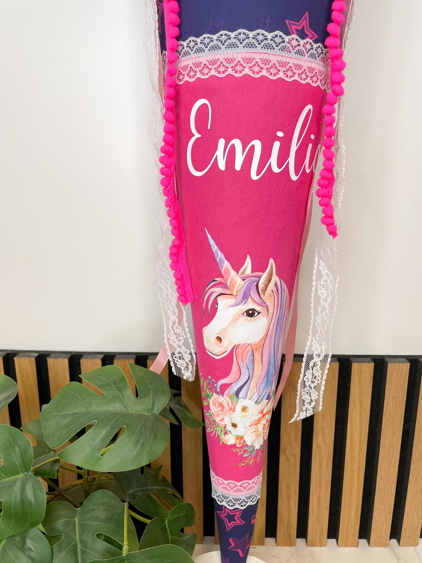 Schultüte / zuckertüte Einschulung pink mit Sternen und Einhorn / Step by Step Pegasos