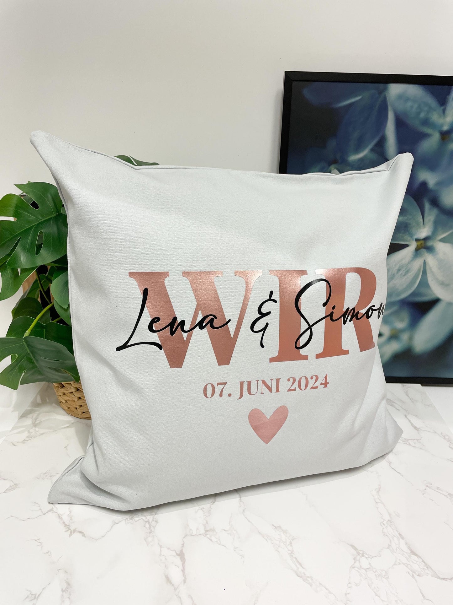 WIR, Kissenbezug zur Hochzeit , Ehepaar, Hochzeitstag, personalisiert mit den Namen und dem Hochzeitsdatum