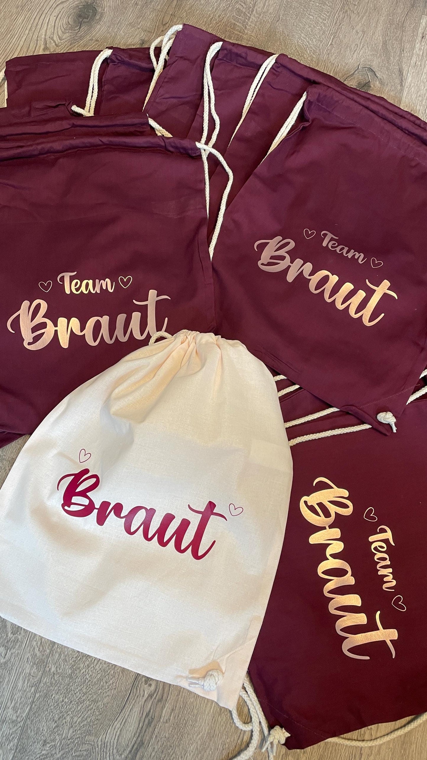 Junggesellinnenabschied / JGA / Rucksack / Turnbeutel / Braut / Team Bride / verschiedene Designs - Mengenrabatt