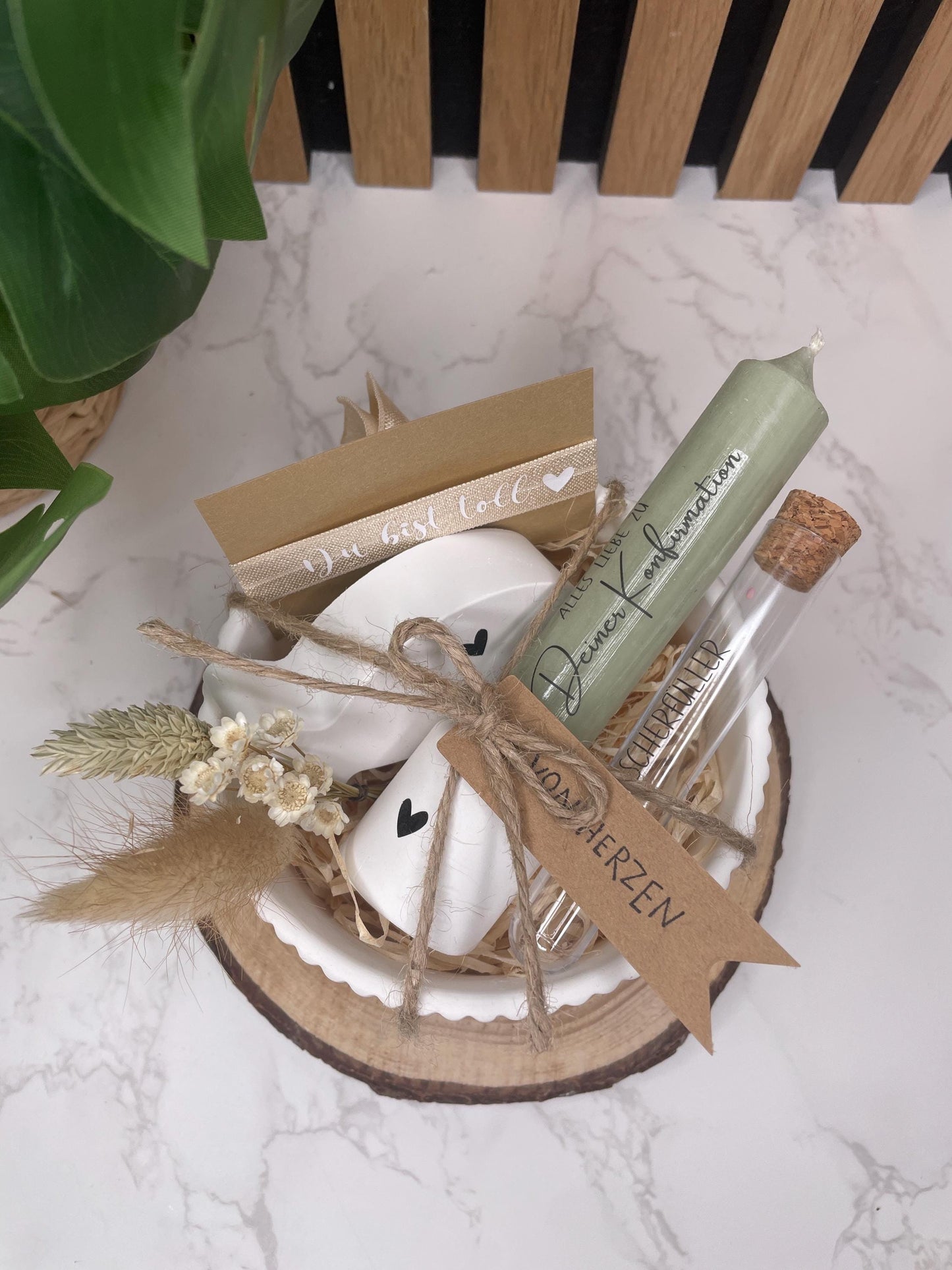 Geschenk set zur Konfirmation oder Kommunion / Armband / Raysin Schale/ Kerze / Wunscherfüller