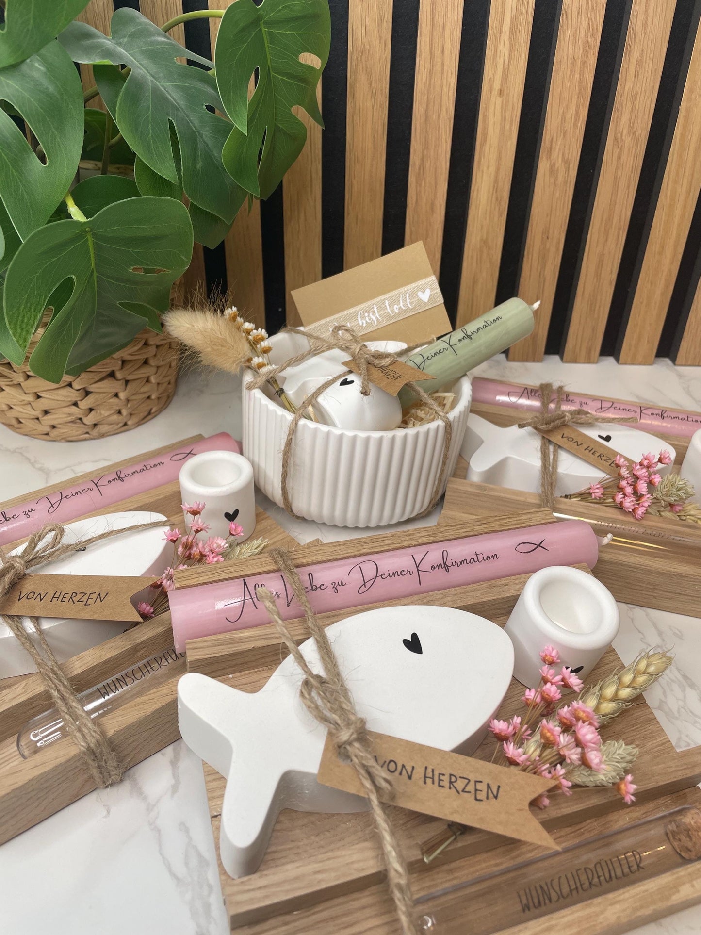 Geschenk set zur Konfirmation oder Kommunion / Armband / Raysin Schale/ Kerze / Wunscherfüller