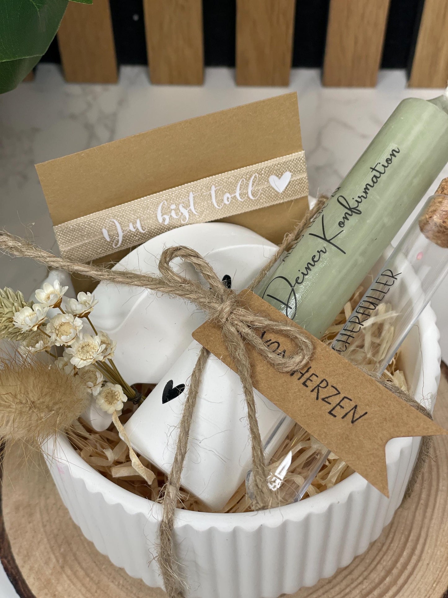 Geschenk set zur Konfirmation oder Kommunion / Armband / Raysin Schale/ Kerze / Wunscherfüller
