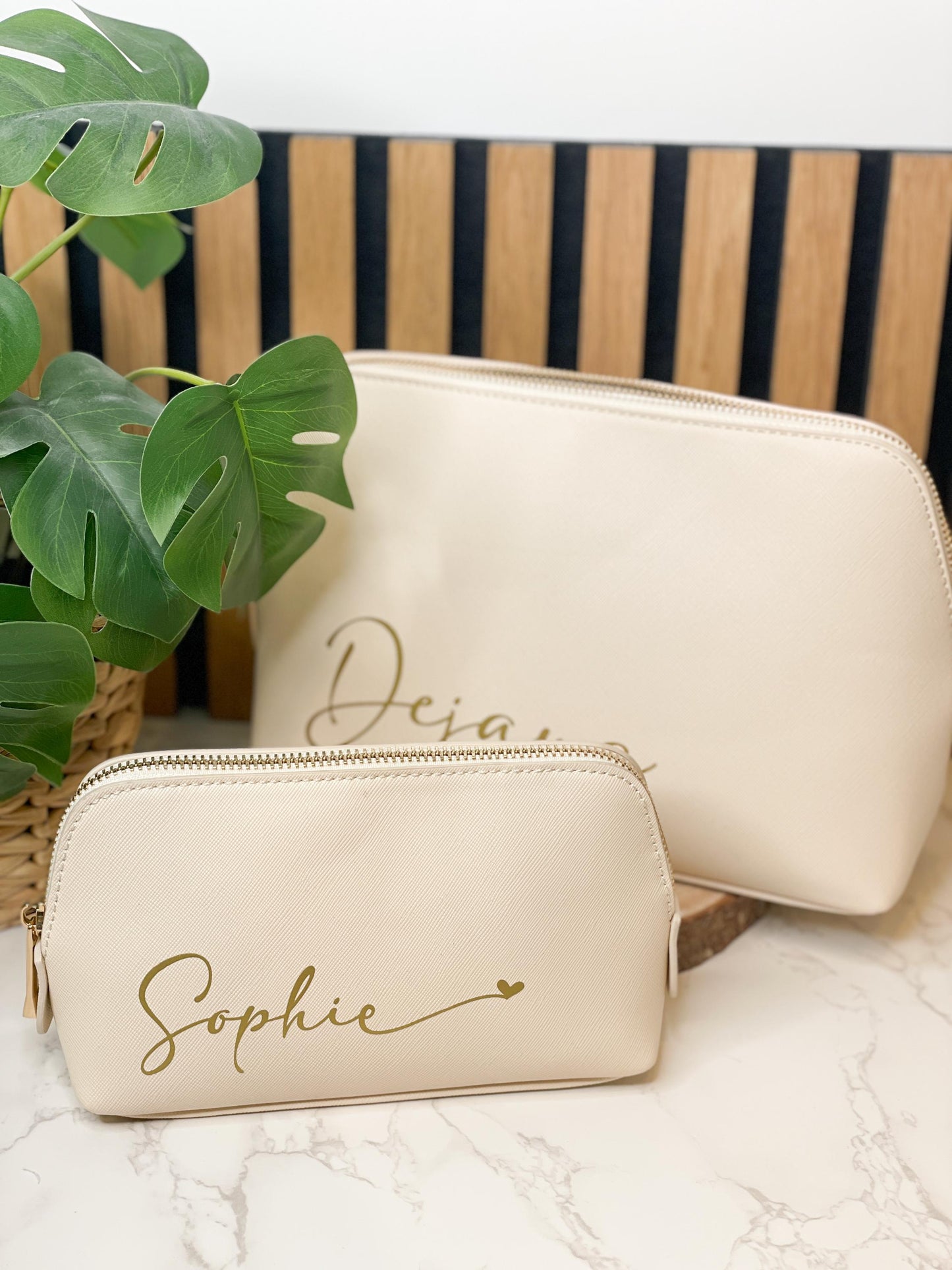 Personalisierte Kosmetiktasche / schminktasche aus hochwertigem Kunstleder