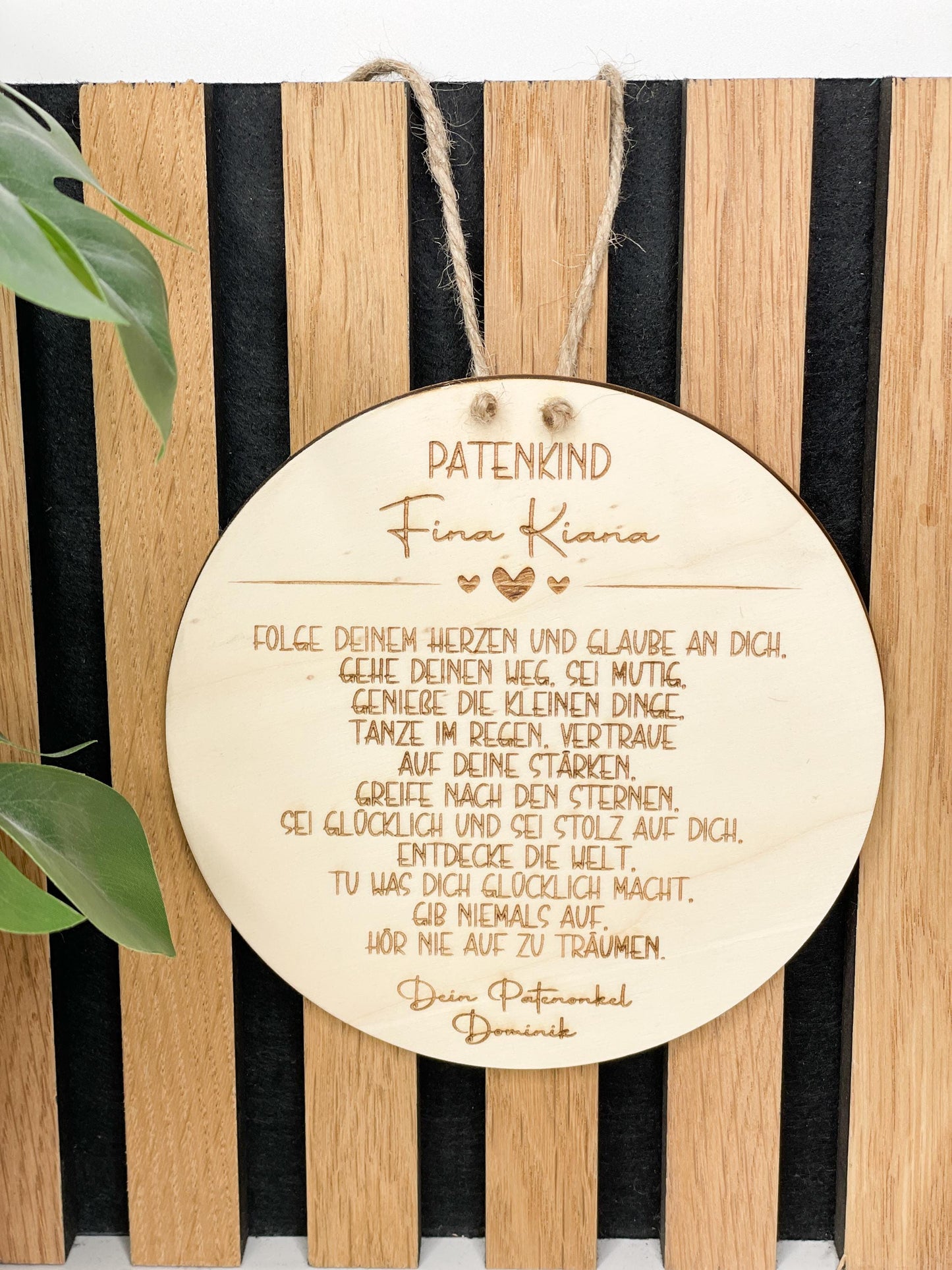 Patenkind / Glückwünsche zur Taufe / Holzschild Geschenk Taufe und Geburt