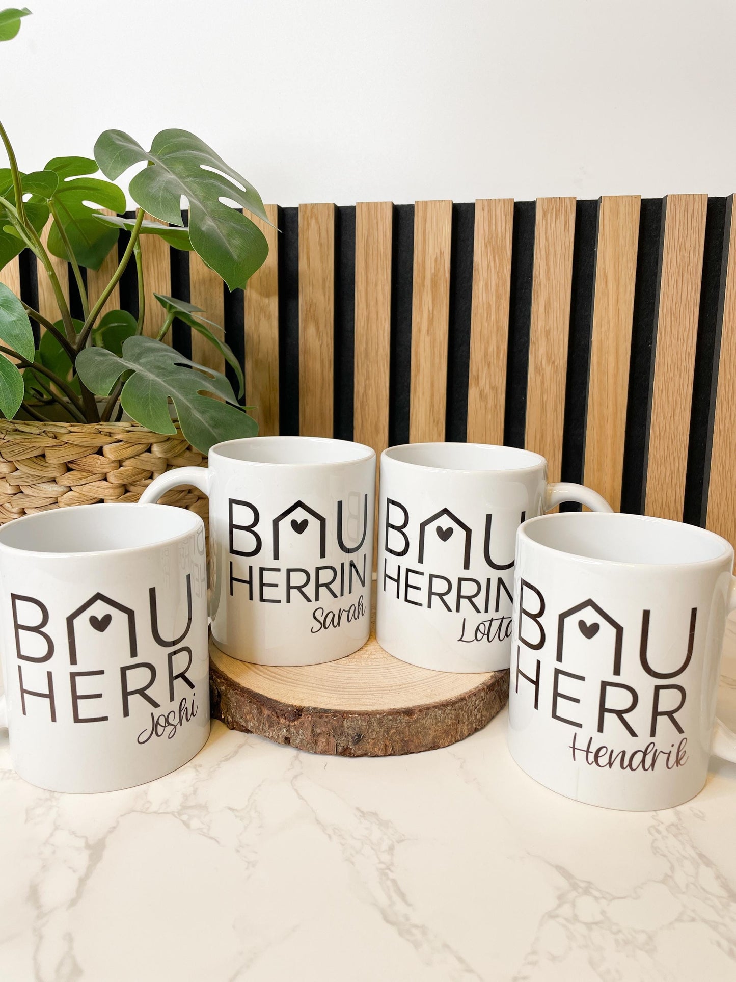 BAUHERR / BAUHERRIN personalisierte Tassen und Schlüsselanhänger / Geschenk für Bauherren