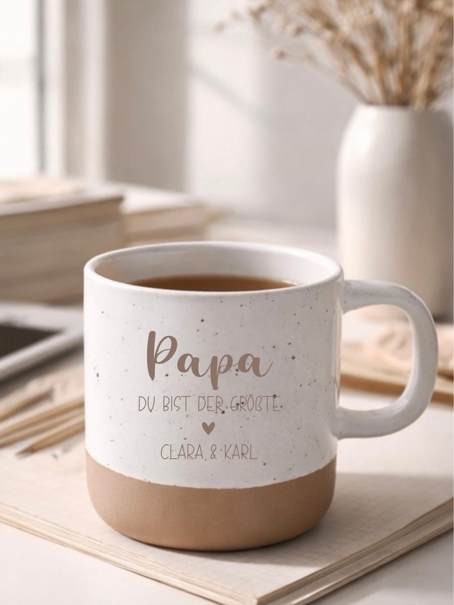 Keramikasse im Boho Stil personalisiert mit deinem Wunschaufdruck