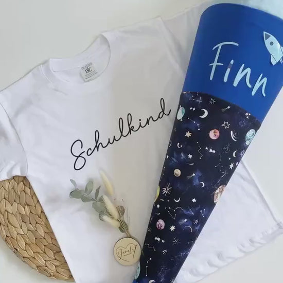 Schulkind T-Shirt & Schultüte/Zuckertüte Weltraum/Weltall