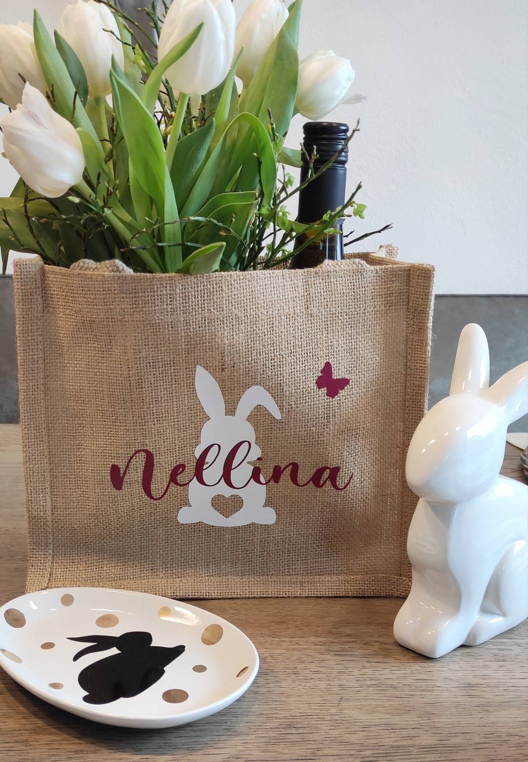 Ostertasche - Ostergeschenk, Individuell bedruckte Jutetasche , Perfekt als kleines Geschenk zu Ostern