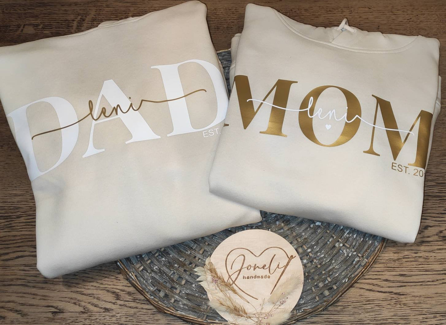 Hoodie Mama personalisiert Namen Kinder Pullover gold silber Leo rosegold Geschenk