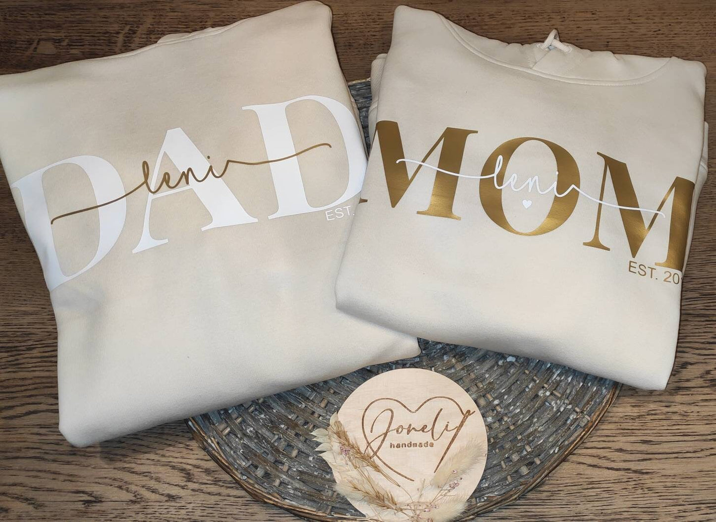 Hoodie MOM/MAMA personalisiert Namen Kinder Pullover gold silber Leo rosegold Geschenk