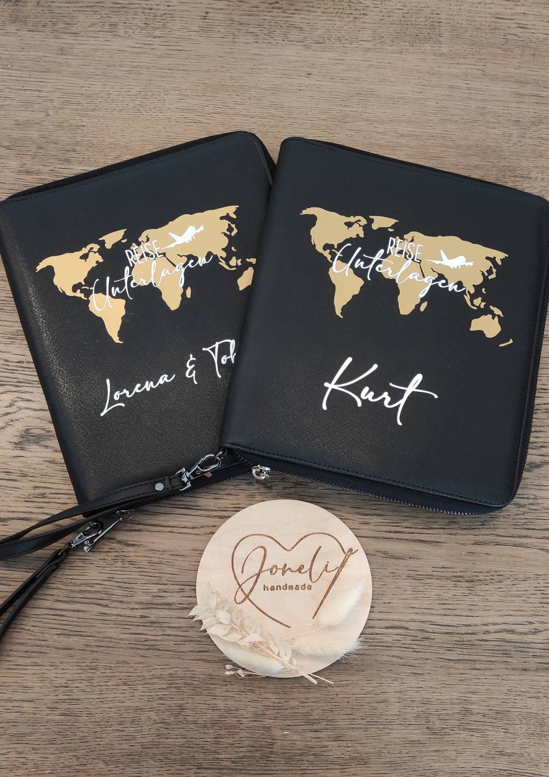 Reiseuntelagen, Kofferanhänger, Reisepasshülle/ Travel Organizer / travel documents / Personalisiert mit dem Familiennamen