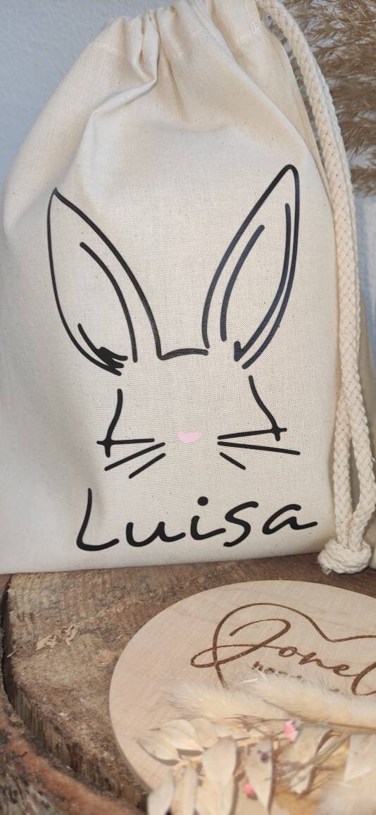 Ostersäckchen personalisiert mit einem Osterhasen + personalisiert mit dem Namen
