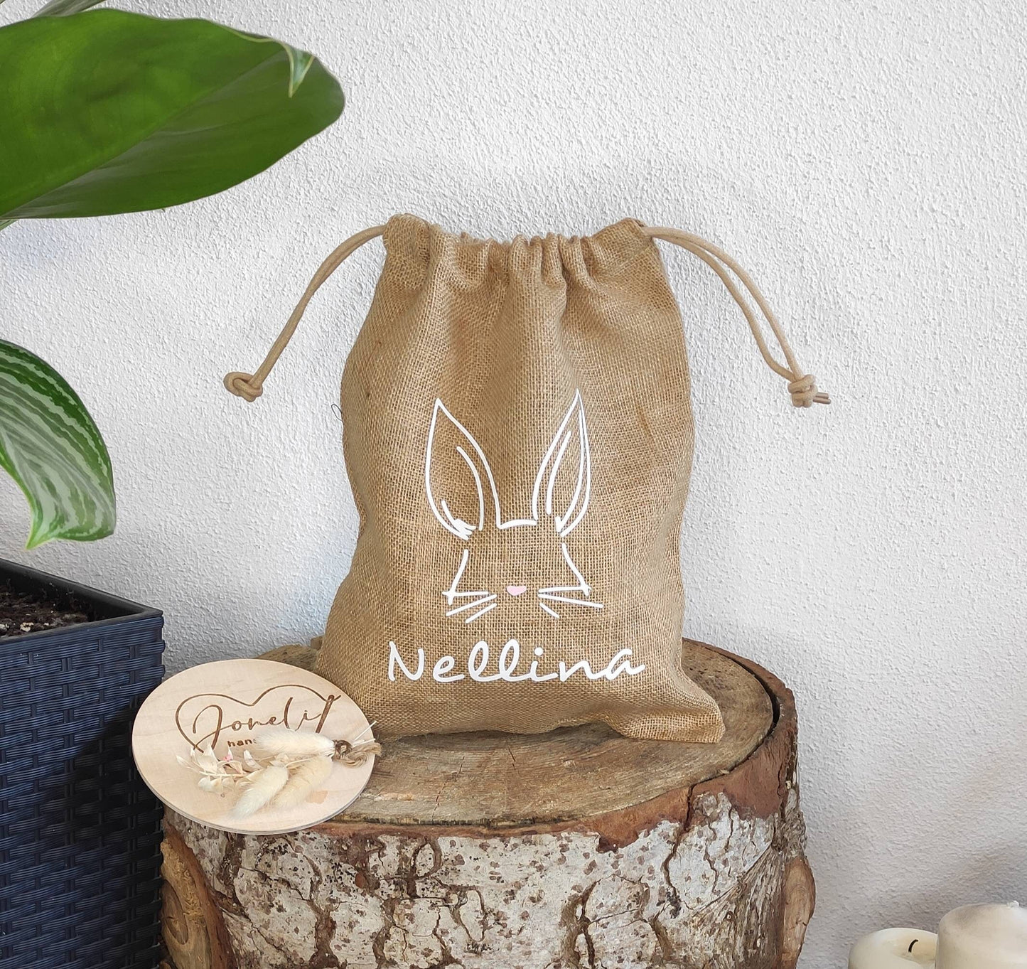 Ostersäckchen mit einem Osterhasen + personalisiert mit dem Namen