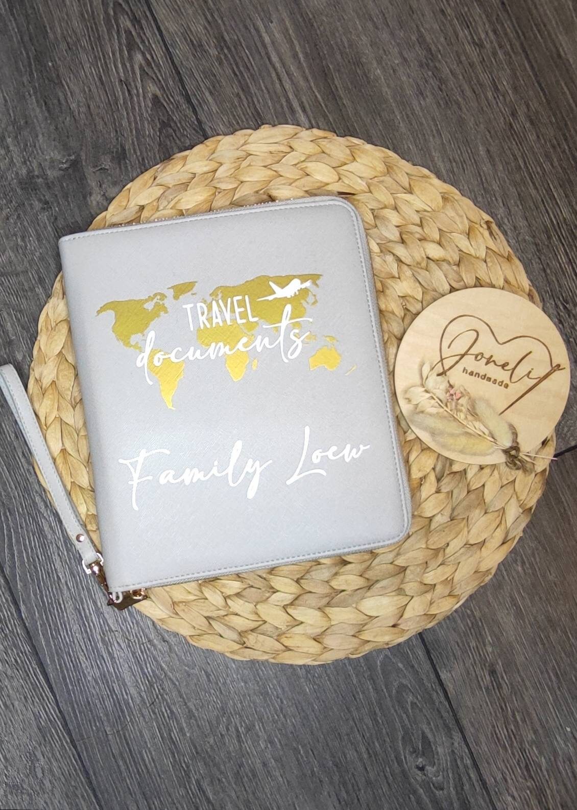 Reiseuntelagen, Kofferanhänger, Reisepasshülle/ Travel Organizer / travel documents / Personalisiert mit dem Familiennamen