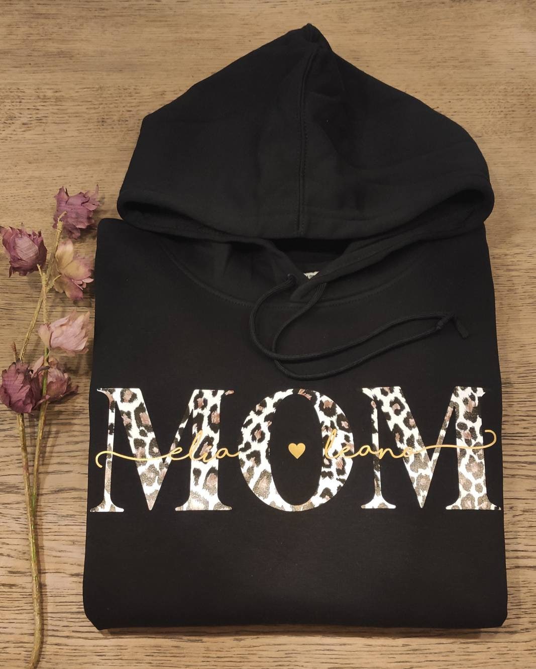 Hoodie MOM/MAMA personalisiert Namen Kinder Pullover gold silber Leo rosegold Geschenk