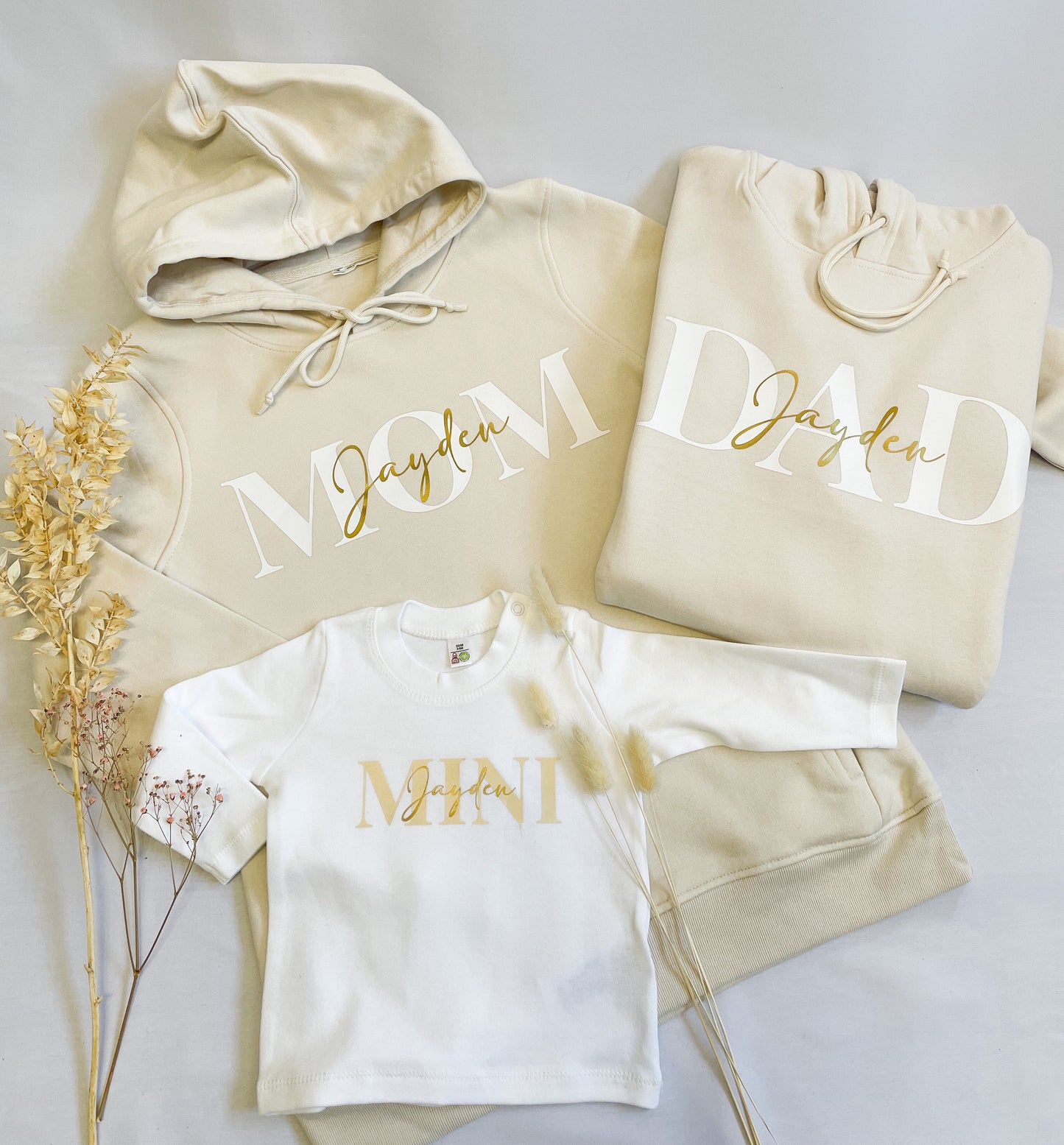 Familienset Mom Dad Mini / Mama Papa Mini Hoodies oder T-Shirts