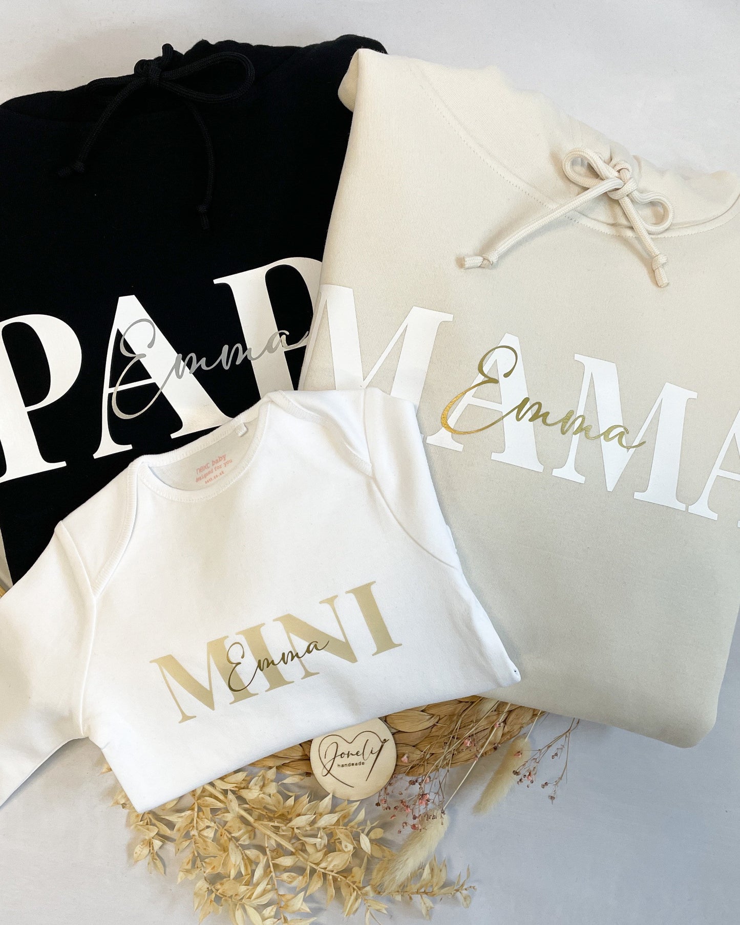 Familienset Mom Dad Mini / Mama Papa Mini Hoodies oder T-Shirts