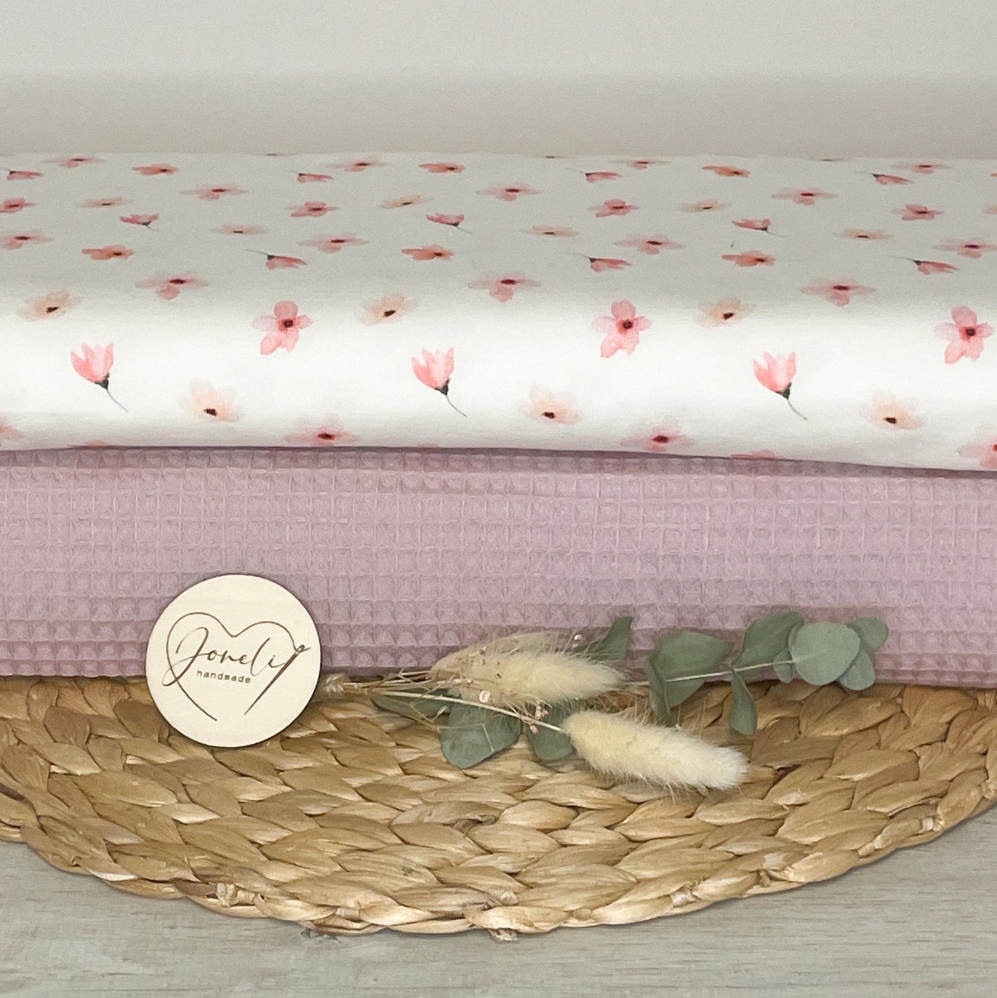 STOFFPAKET 0,5m Gemusterter Baumwolljersey + 0,5m Waffelpique/ Oeko-Tex zertifiziert /