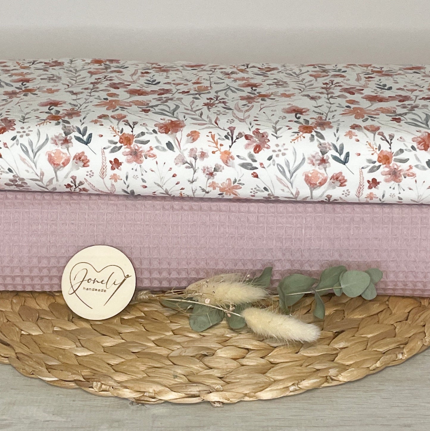 STOFFPAKET 0,5m Gemusterter Baumwolljersey + 0,5m Waffelpique/ Oeko-Tex zertifiziert /
