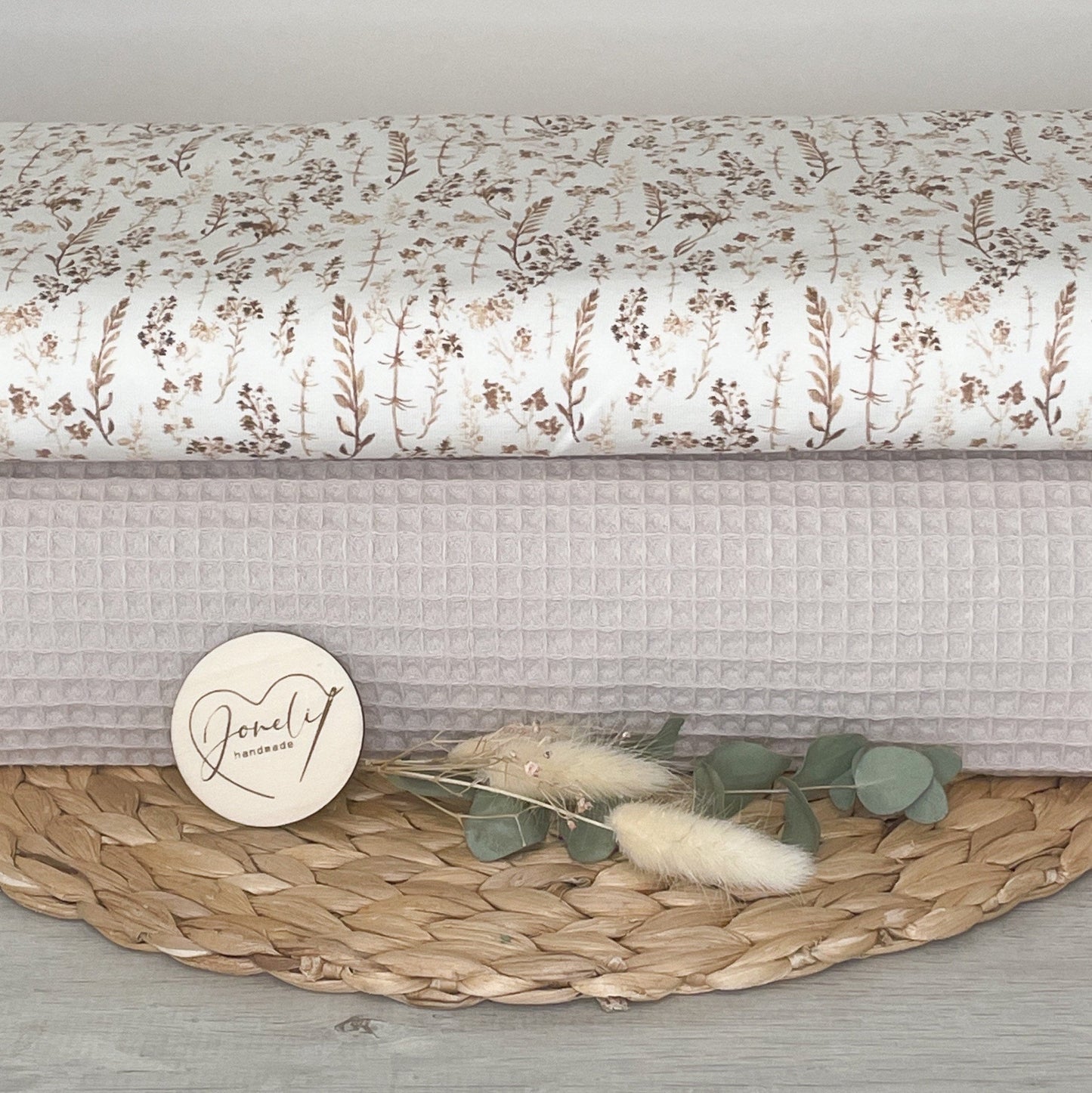 STOFFPAKET 0,5m Gemusterter Baumwolljersey + 0,5m Waffelpique/ Oeko-Tex zertifiziert /