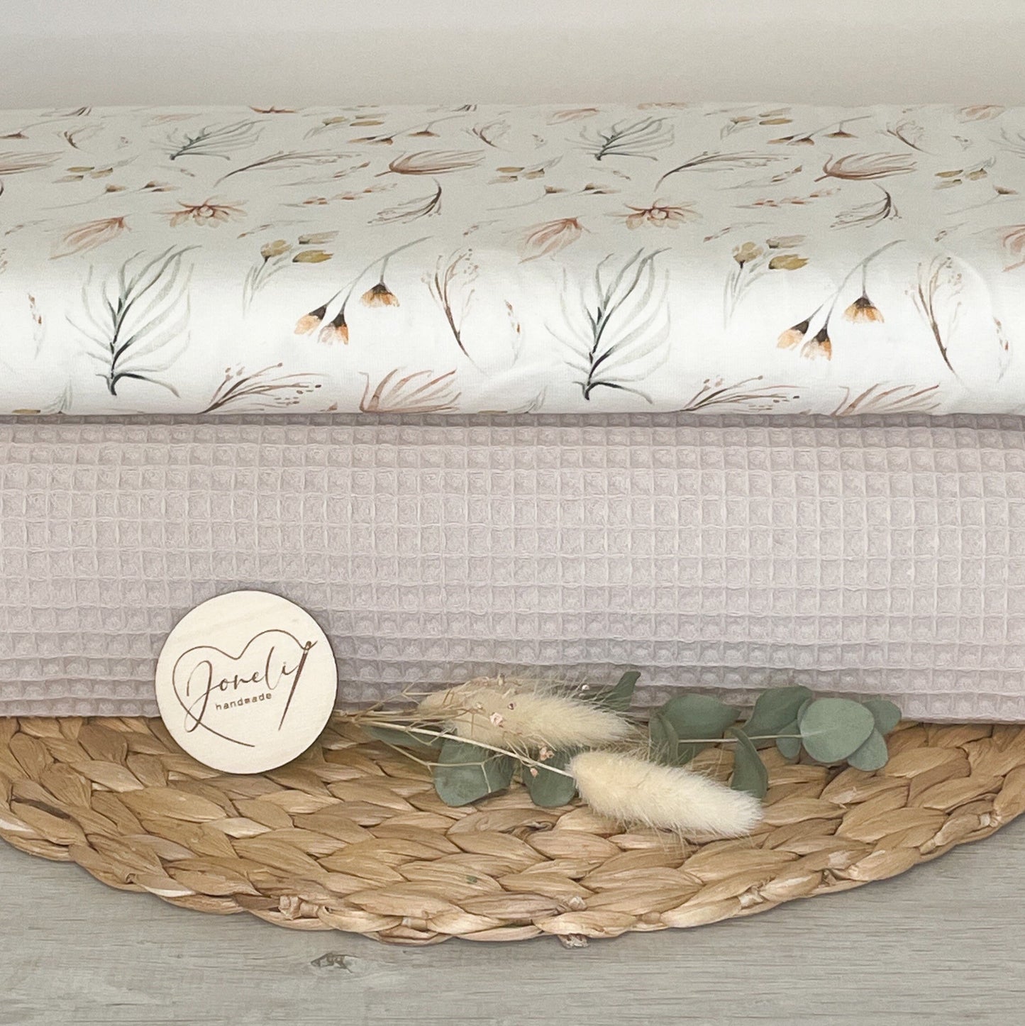 STOFFPAKET 0,5m Gemusterter Baumwolljersey + 0,5m Waffelpique/ Oeko-Tex zertifiziert /