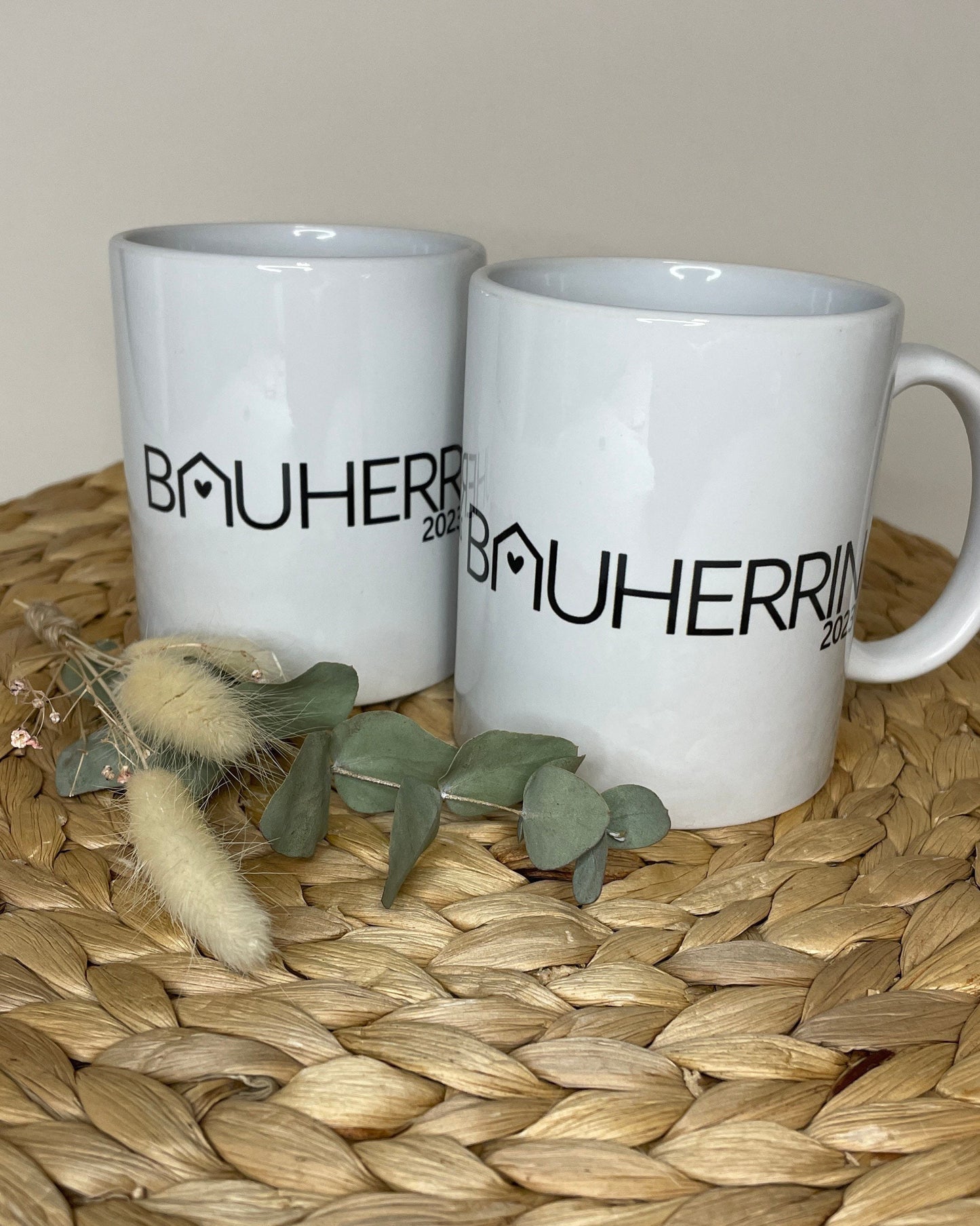 BAUHERR / BAUHERRIN personalisierte Tassen und Schlüsselanhänger / Geschenk für Bauherren