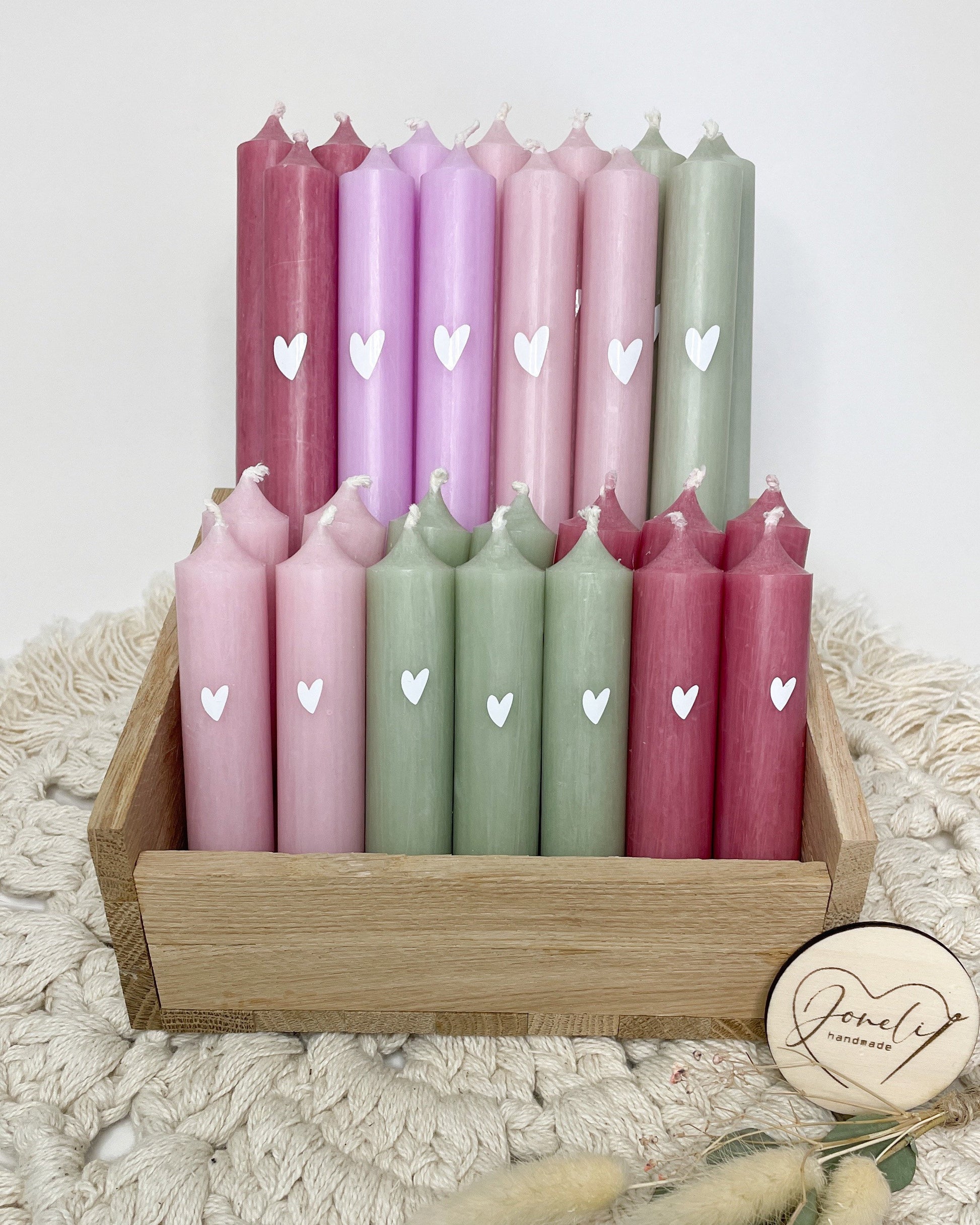 Geschenkset / Raysin Kerzenständer/ Regenbogen -Form / Kerze mit Herz und kleiner Grußbotschaft verschiedene Farben