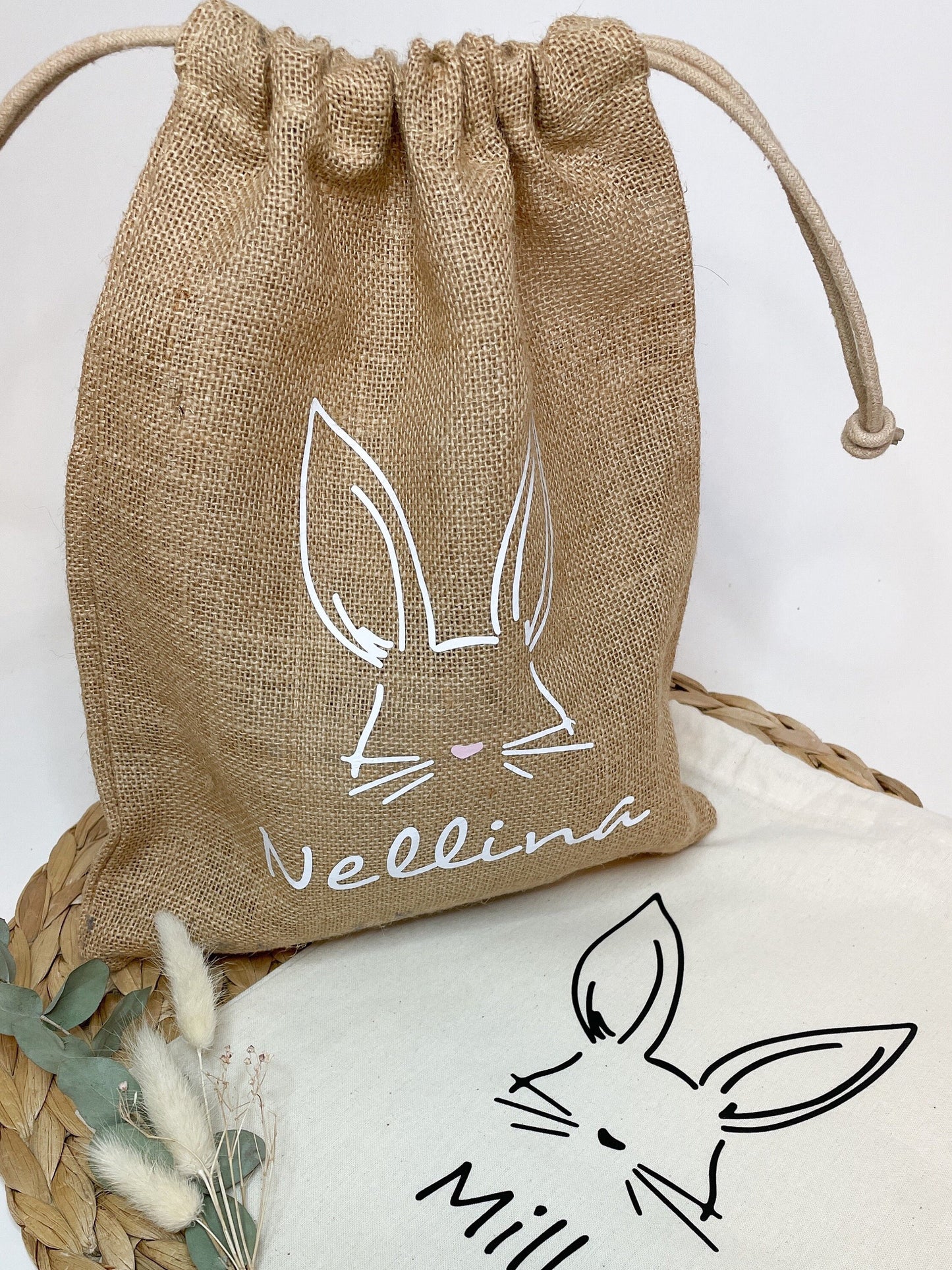 Ostersäckchen mit einem Osterhasen + personalisiert mit dem Namen