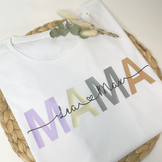 Mama T-Shirt / MAMA / personalisiert mit den Namen der Kinder / pastelltöne