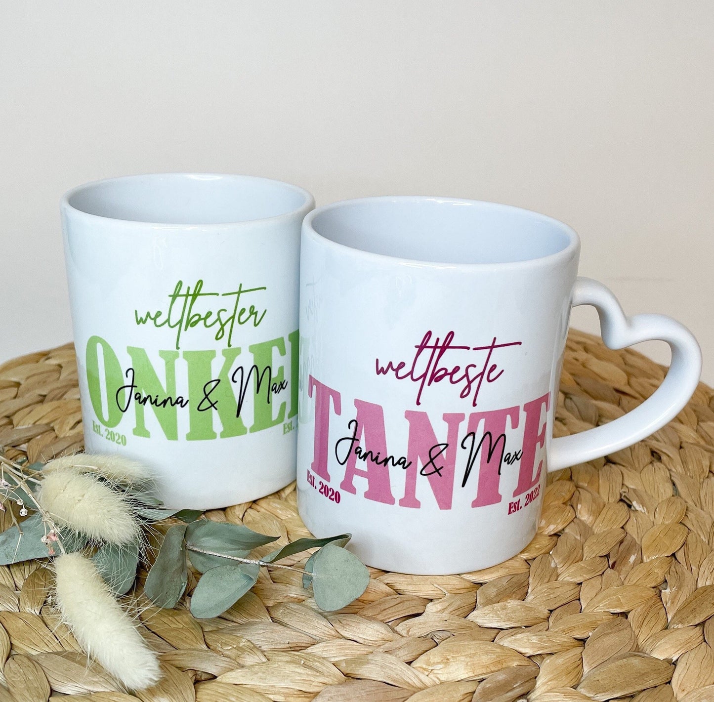 Weltbester Onkel/ Weltbeste Tante, Keramiktasse Personalisiert mit den Namen der Kinder / verschiedene Farben möglich