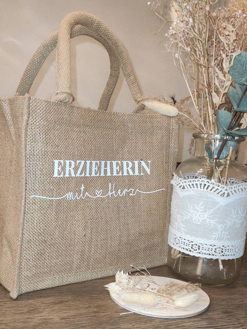 Erzieherin mit Herz untersch. Designs, Abschiedsgeschenk, Dankeschön / verschiedene Taschenmodelle
