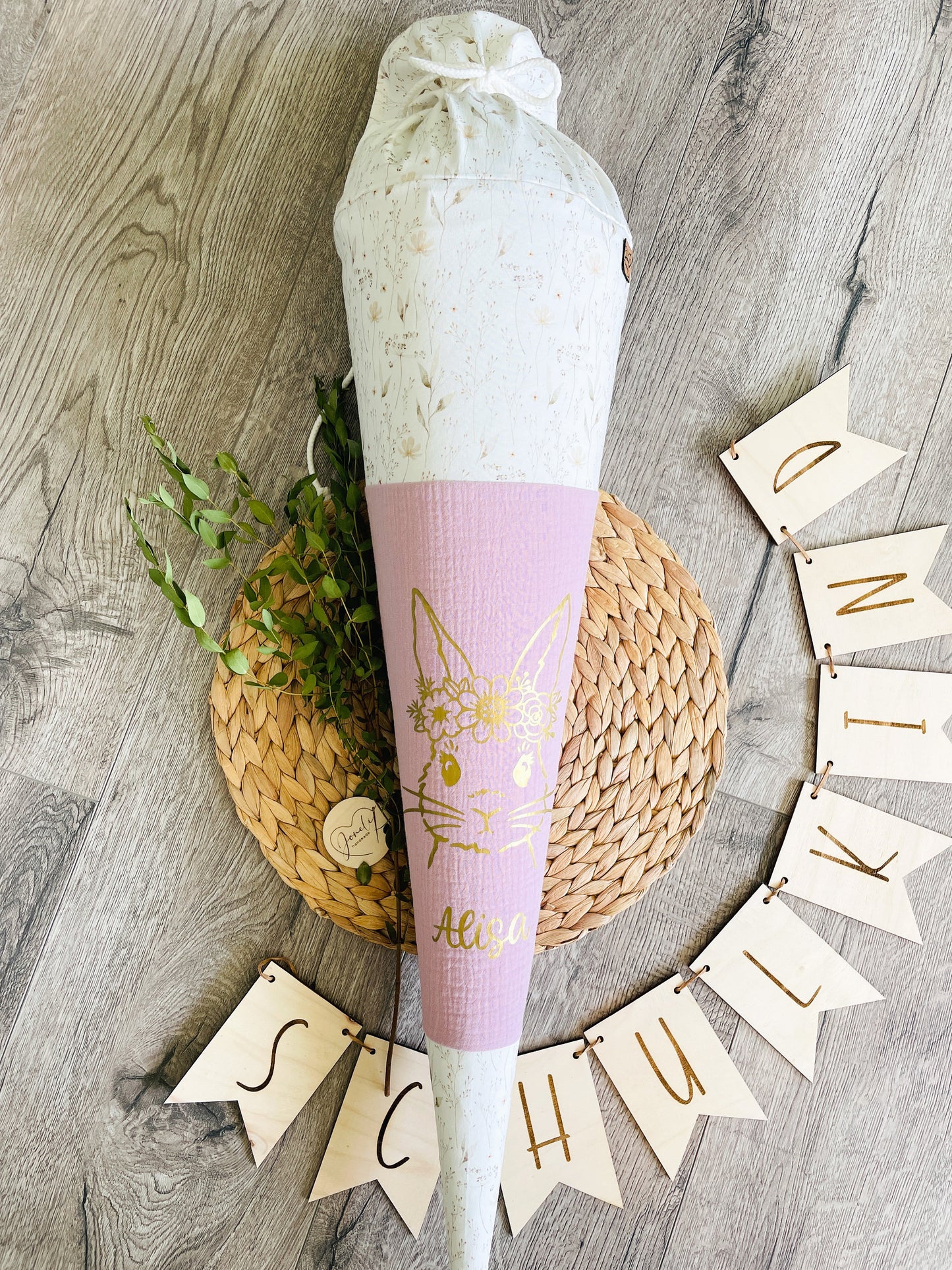 Schultüte / Zuckertüte Ballerina oder Hase, personalisiert mit dem Namen