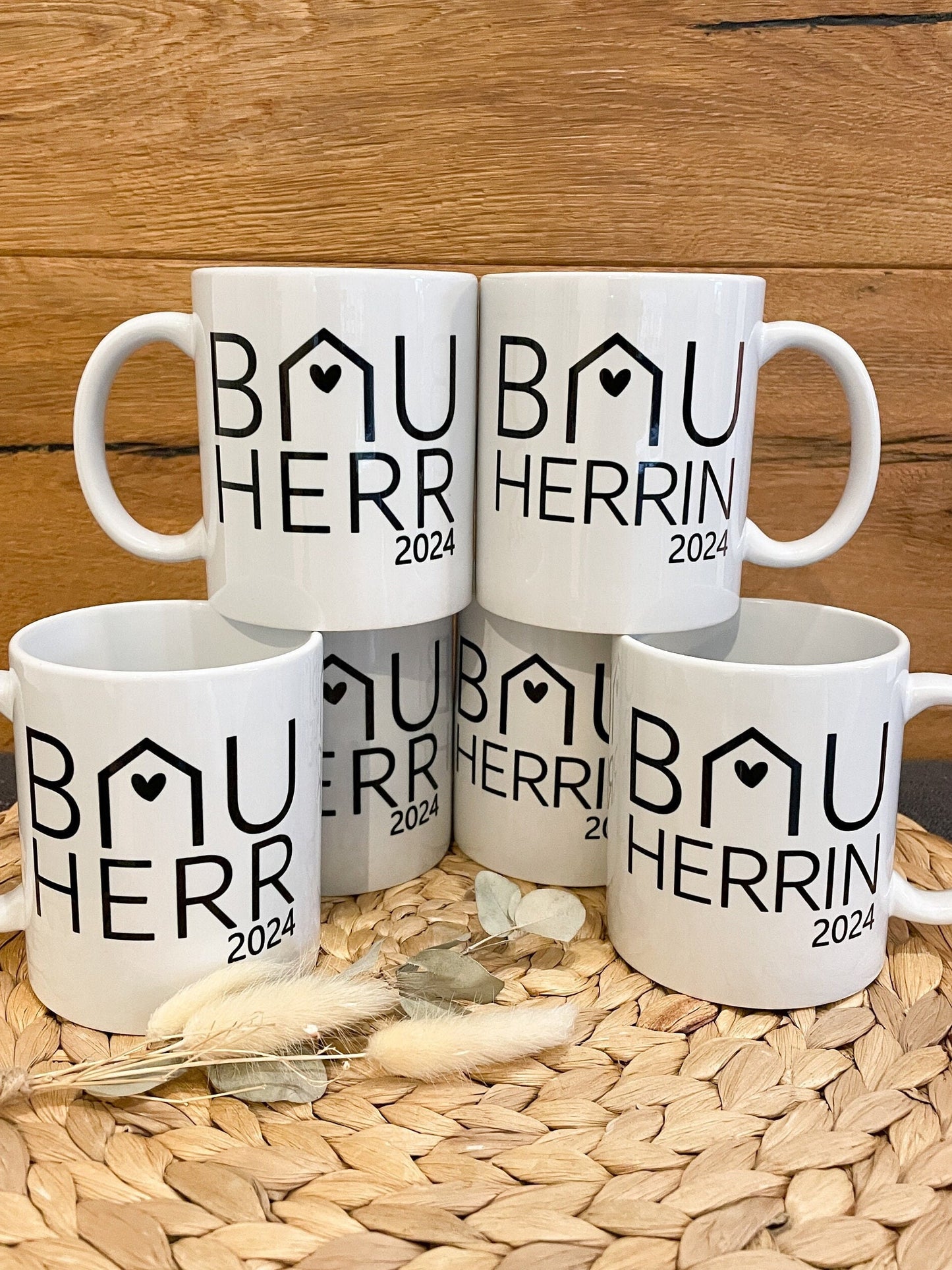 BAUHERR / BAUHERRIN personalisierte Tassen und Schlüsselanhänger / Geschenk für Bauherren