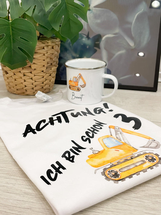 Geburtstags Set für Baggerfans / Shirt und Tasse mit Baggermotiv
