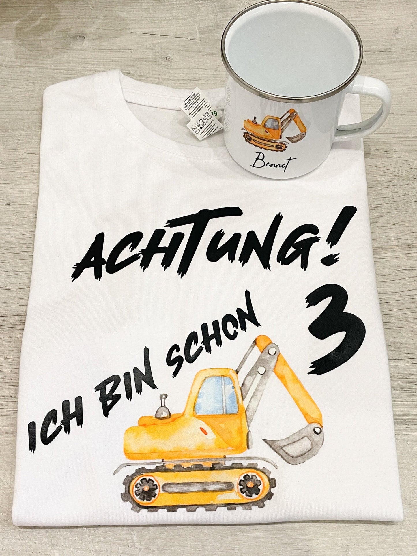 Geburtstags Set für Baggerfans / Shirt und Tasse mit Baggermotiv