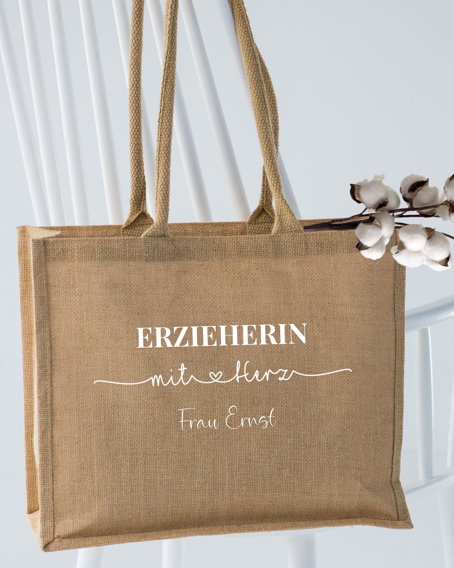 Erzieherin mit Herz untersch. Designs, Abschiedsgeschenk, Dankeschön / Jute Tasche