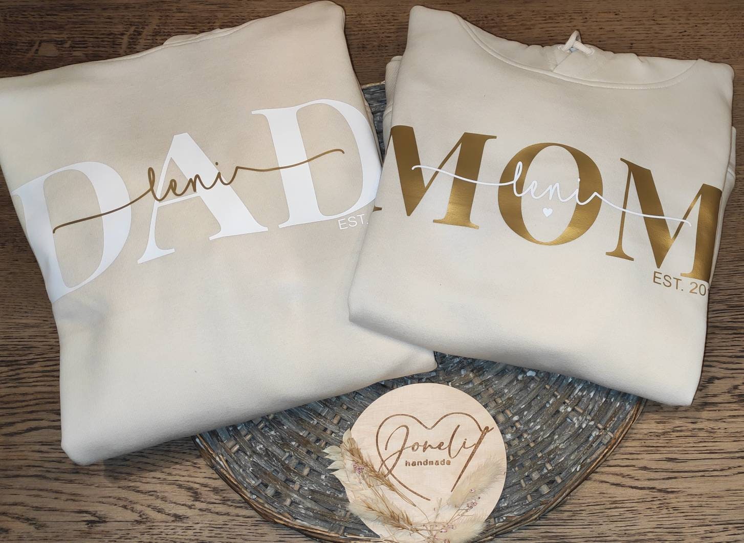 Hoodie MOM/MAMA personalisiert Namen Kinder Pullover gold silber Leo rosegold Geschenk