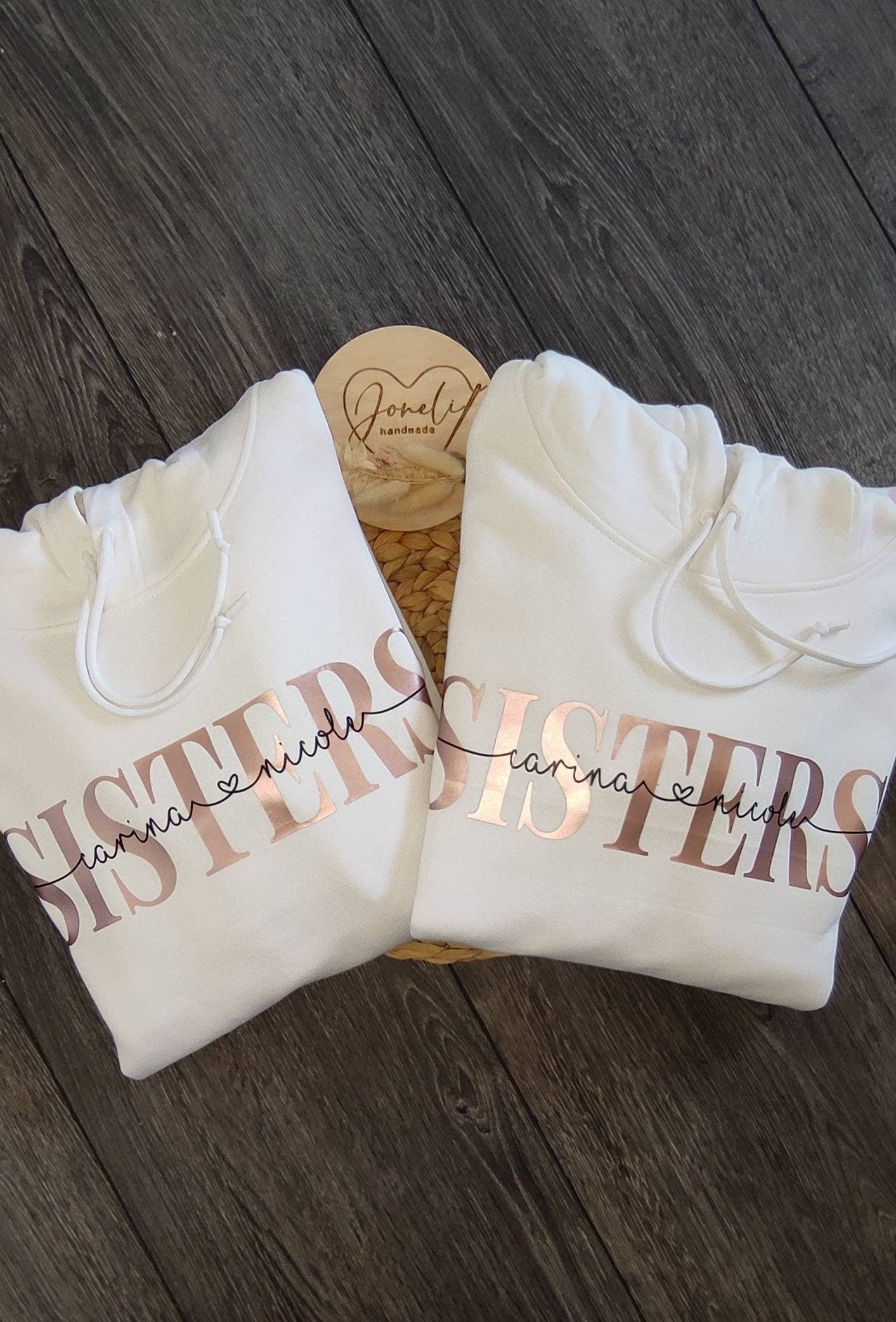 Geschwister Hoodie "Sisters" personalisiert mit den Namen
