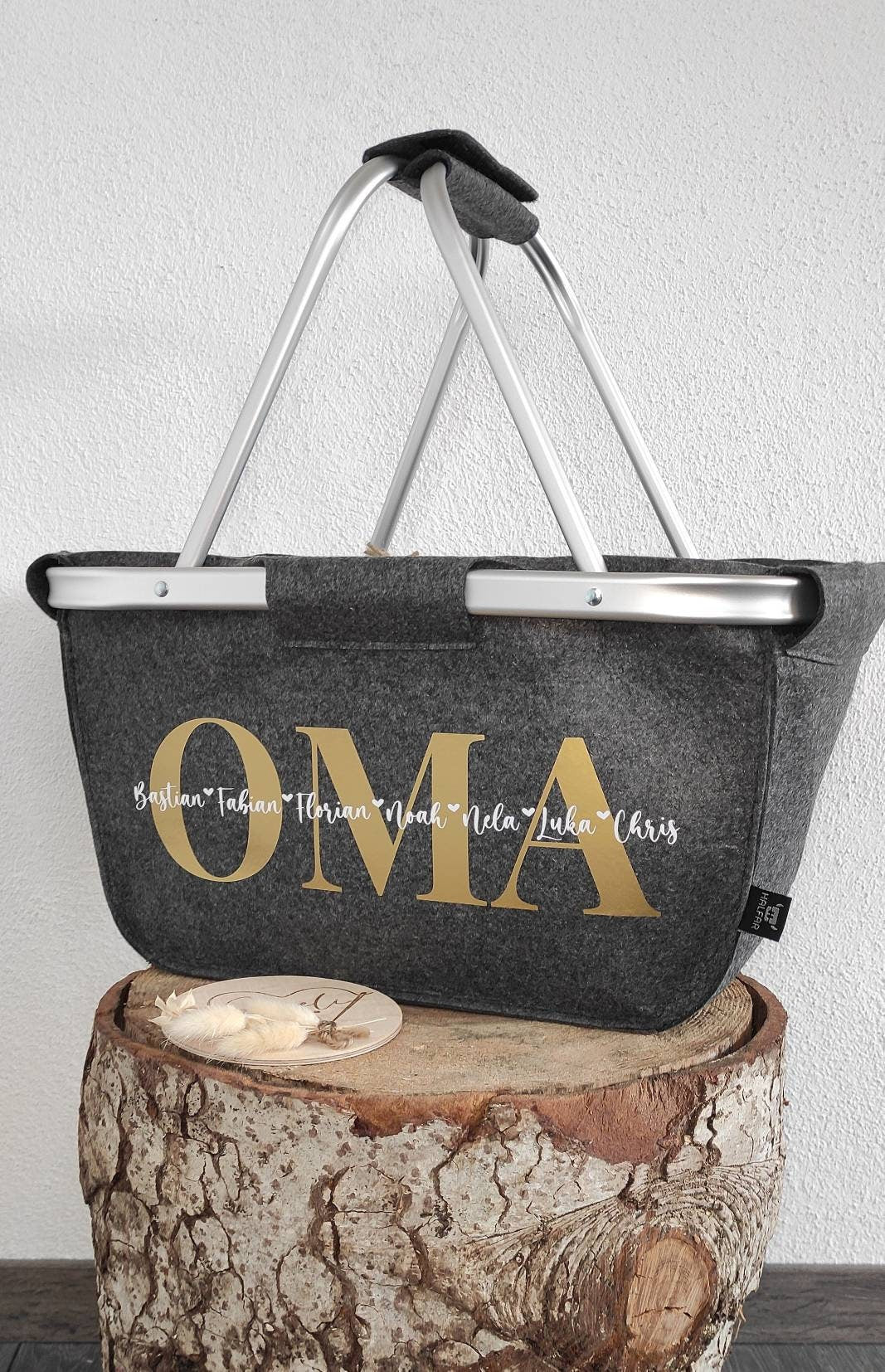 Einkaufskorb OMA mit dem Namen der Enkel oder deinem Wunschaufdruck