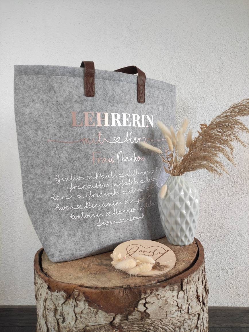 Lehrerin mit Herz untersch. Abschiedsgeschenk, Dankeschön / mit den Namen der Kinder